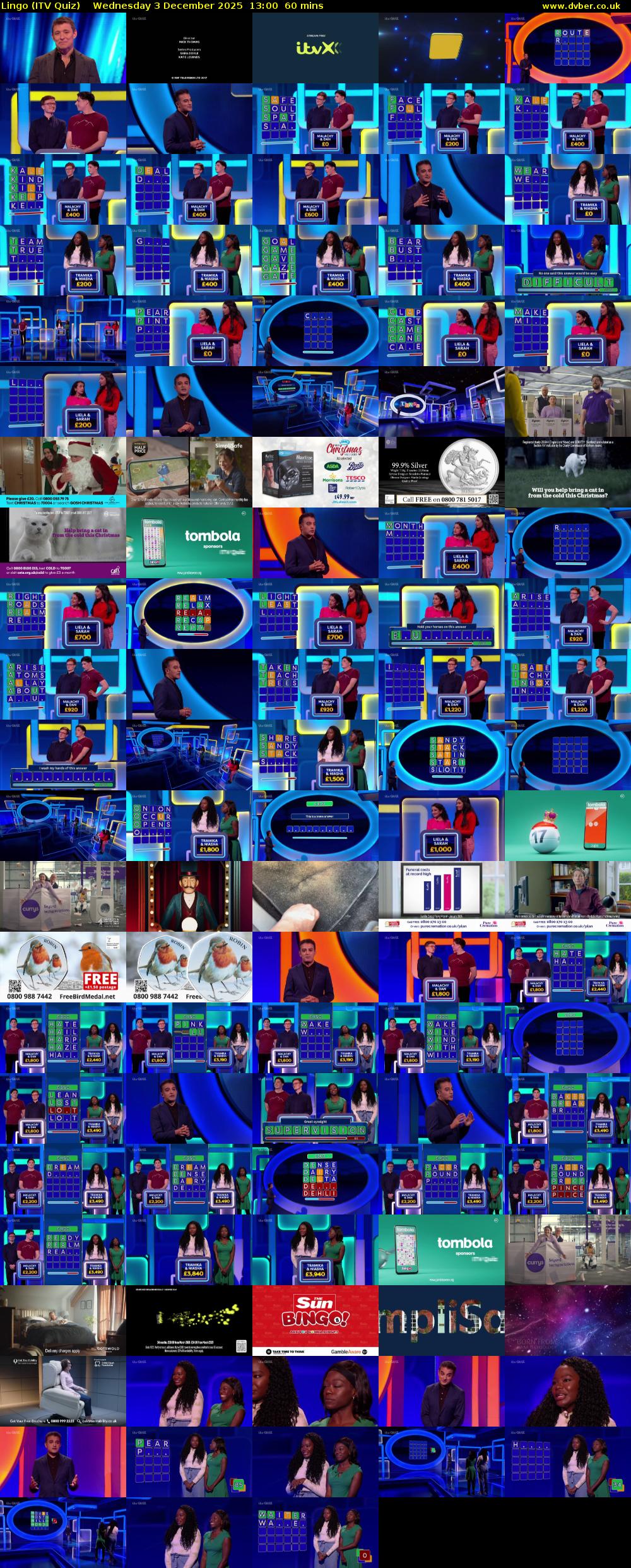 Lingo (ITV Quiz) Wednesday 3 December 2025 13:00 - 14:00