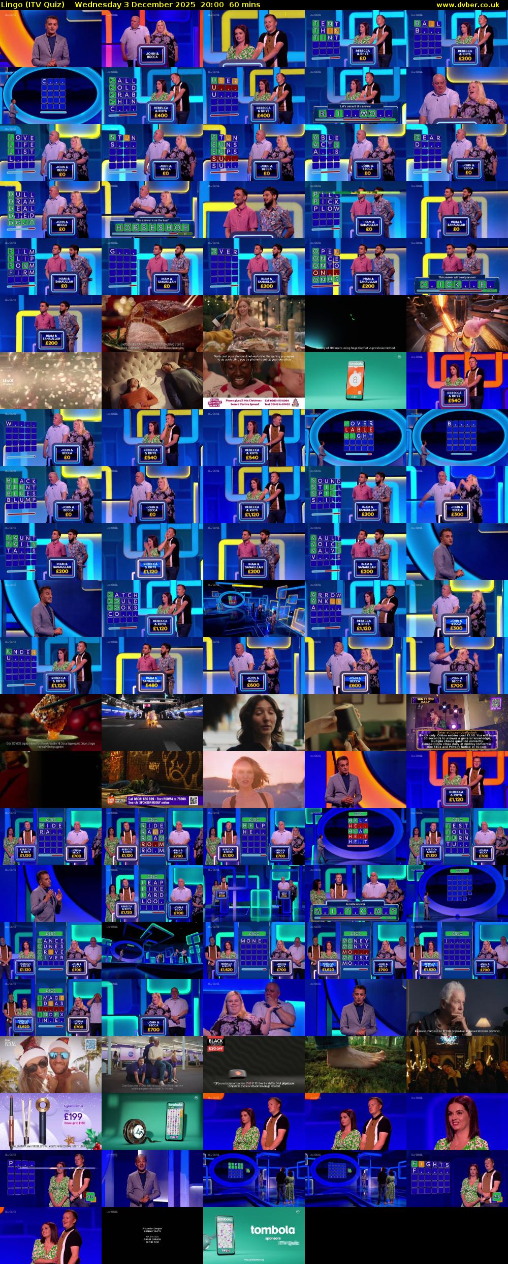 Lingo (ITV Quiz) Wednesday 3 December 2025 20:00 - 21:00