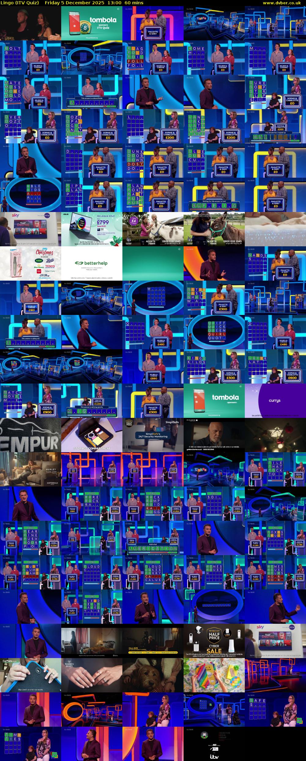 Lingo (ITV Quiz) Friday 5 December 2025 13:00 - 14:00