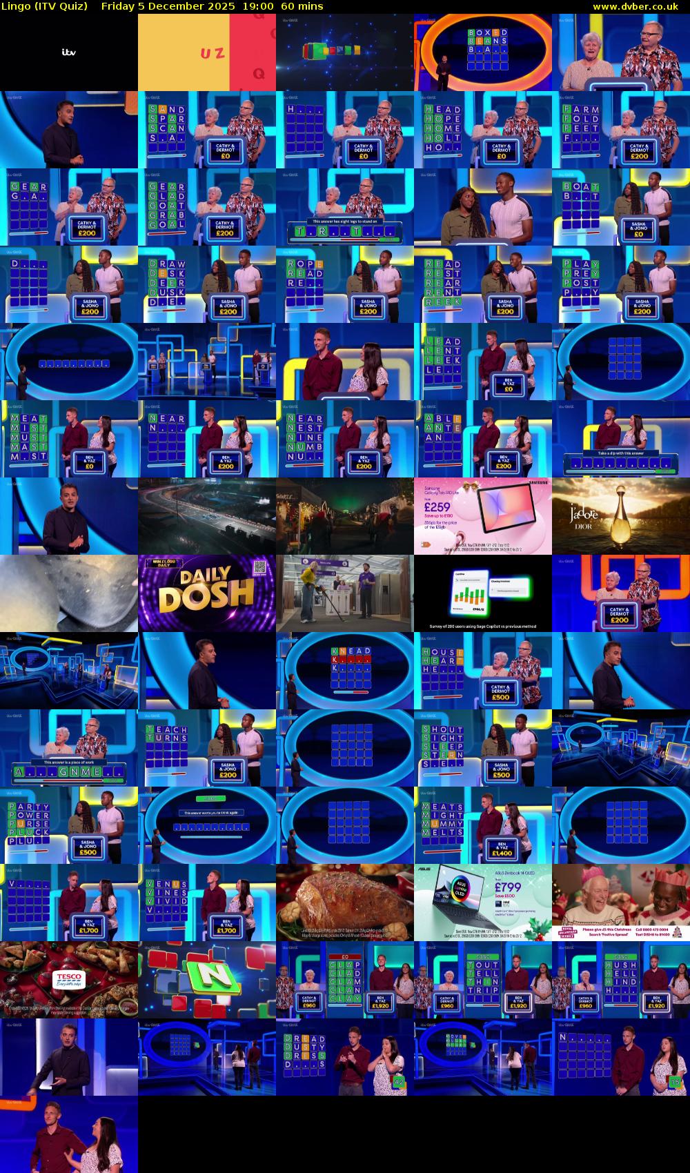Lingo (ITV Quiz) Friday 5 December 2025 19:00 - 20:00