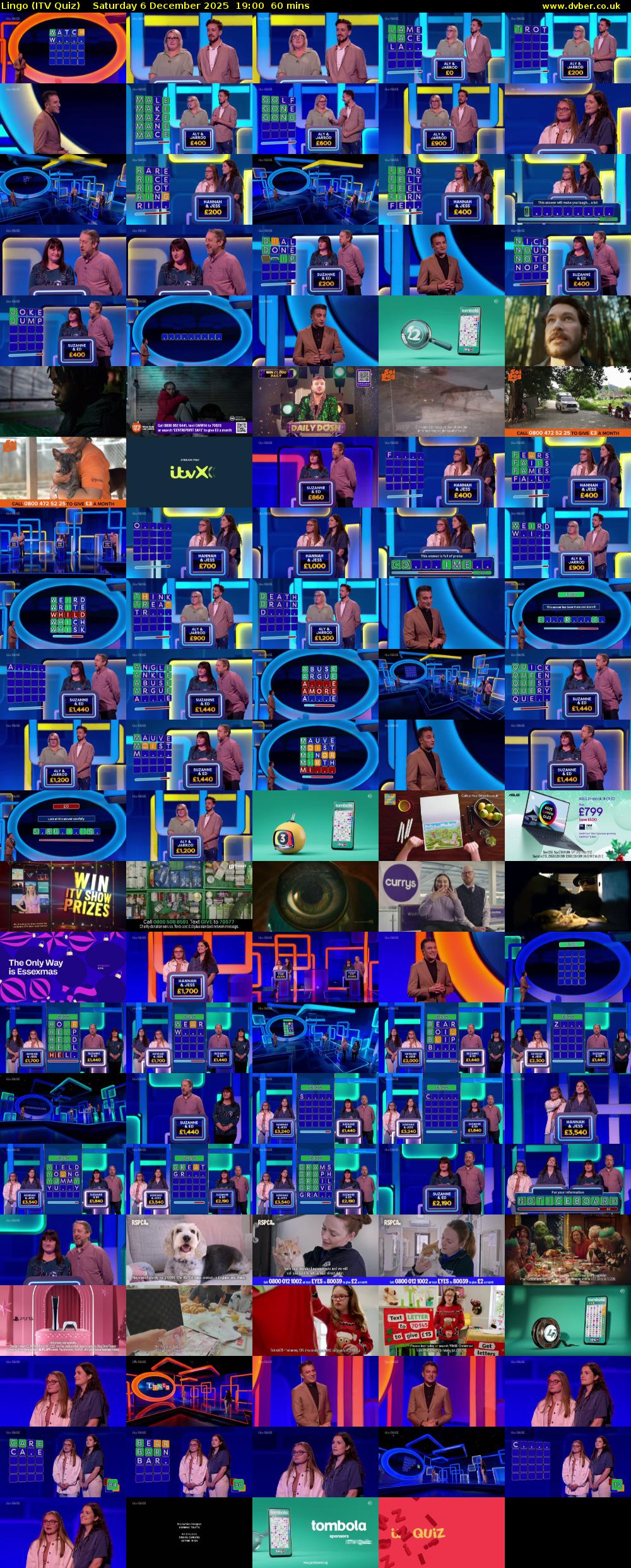 Lingo (ITV Quiz) Saturday 6 December 2025 19:00 - 20:00