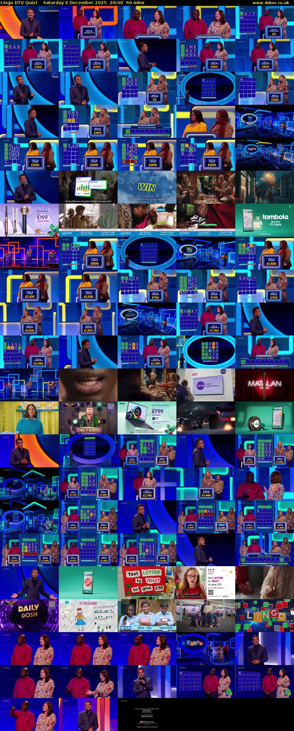 Lingo (ITV Quiz) Saturday 6 December 2025 20:00 - 21:00