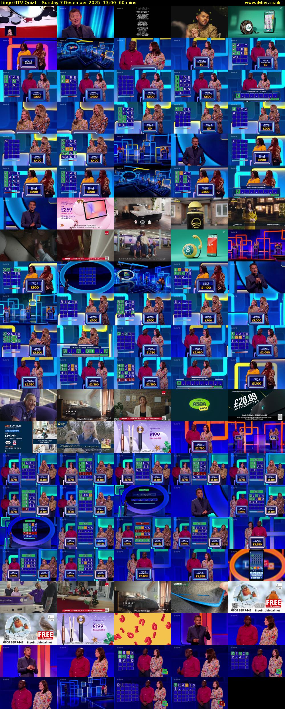 Lingo (ITV Quiz) Sunday 7 December 2025 13:00 - 14:00