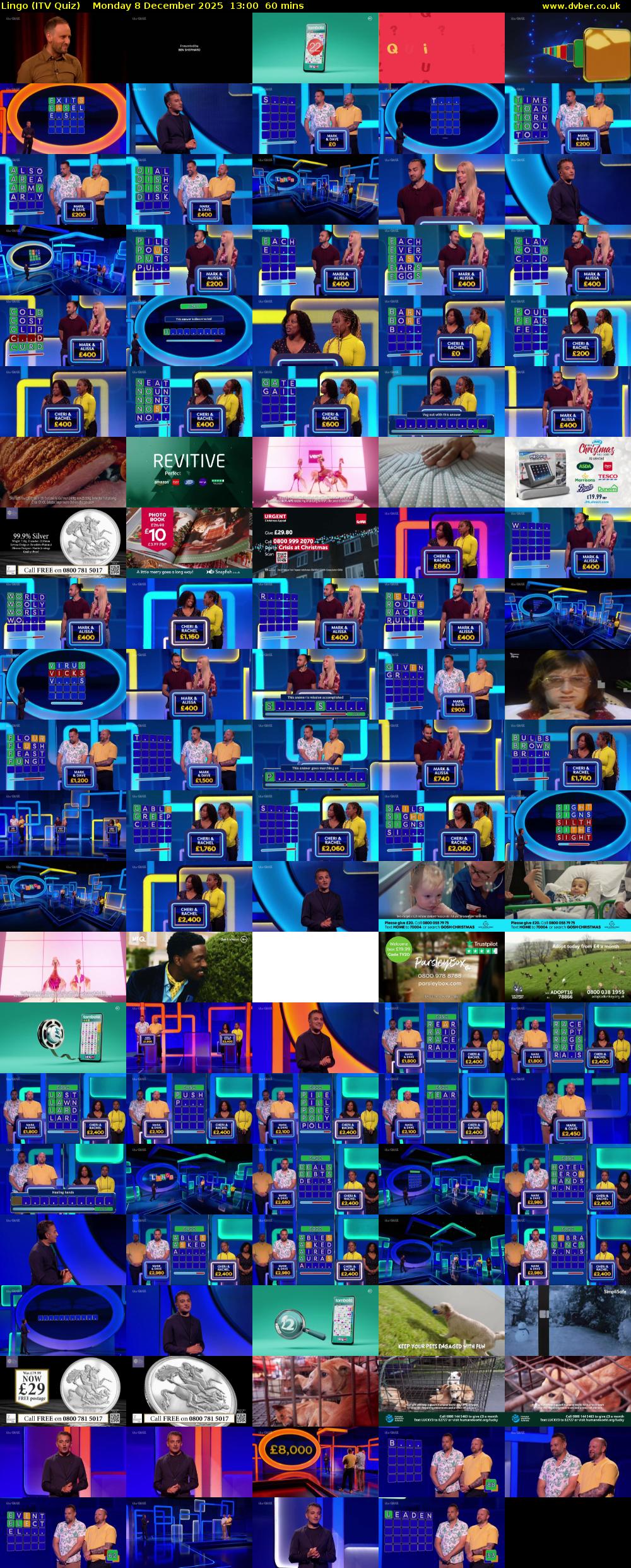 Lingo (ITV Quiz) Monday 8 December 2025 13:00 - 14:00