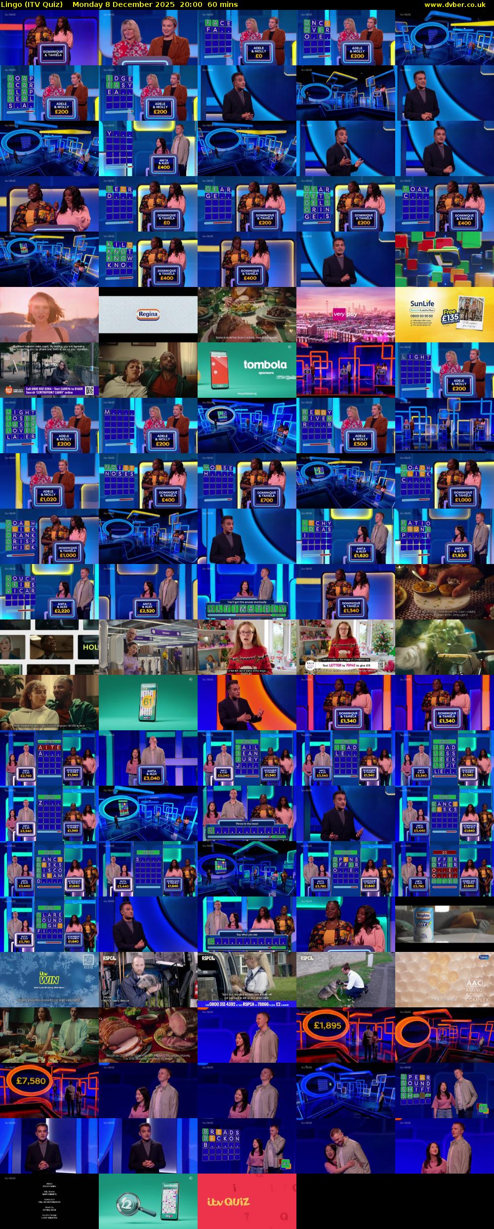 Lingo (ITV Quiz) Monday 8 December 2025 20:00 - 21:00