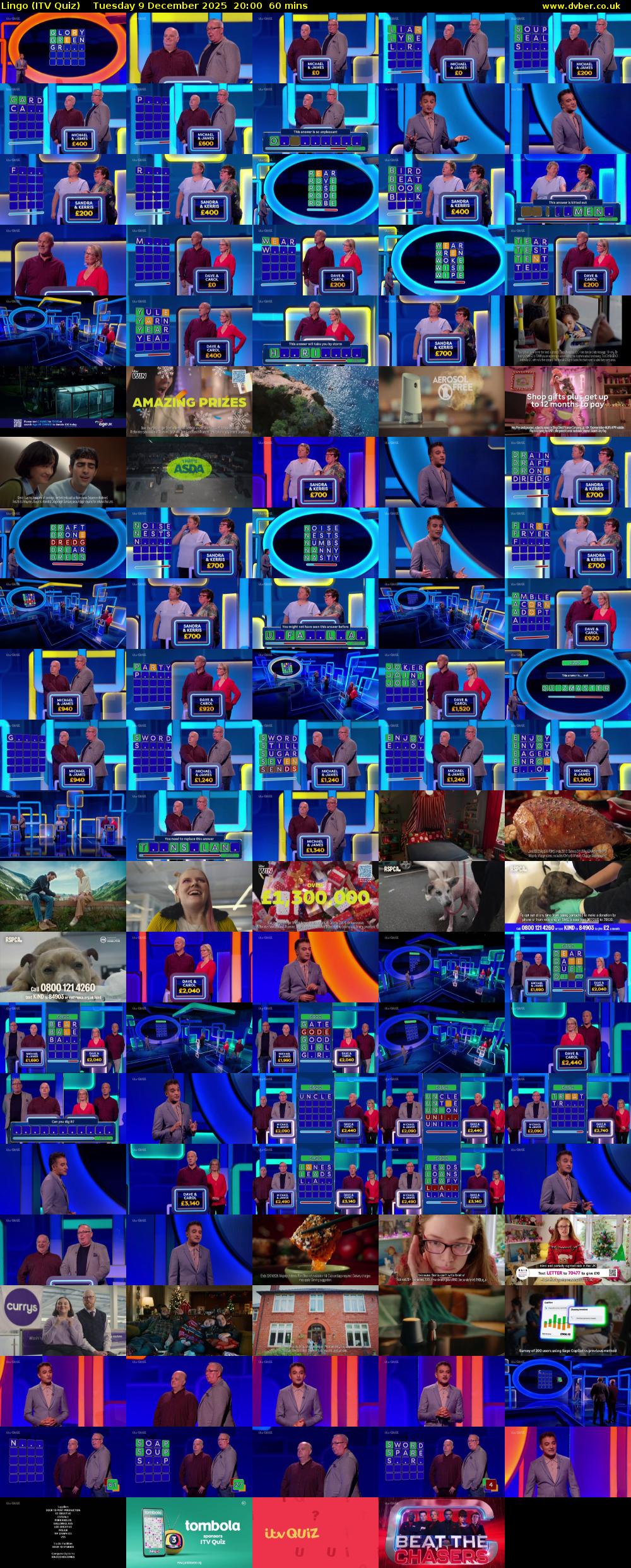 Lingo (ITV Quiz) Tuesday 9 December 2025 20:00 - 21:00