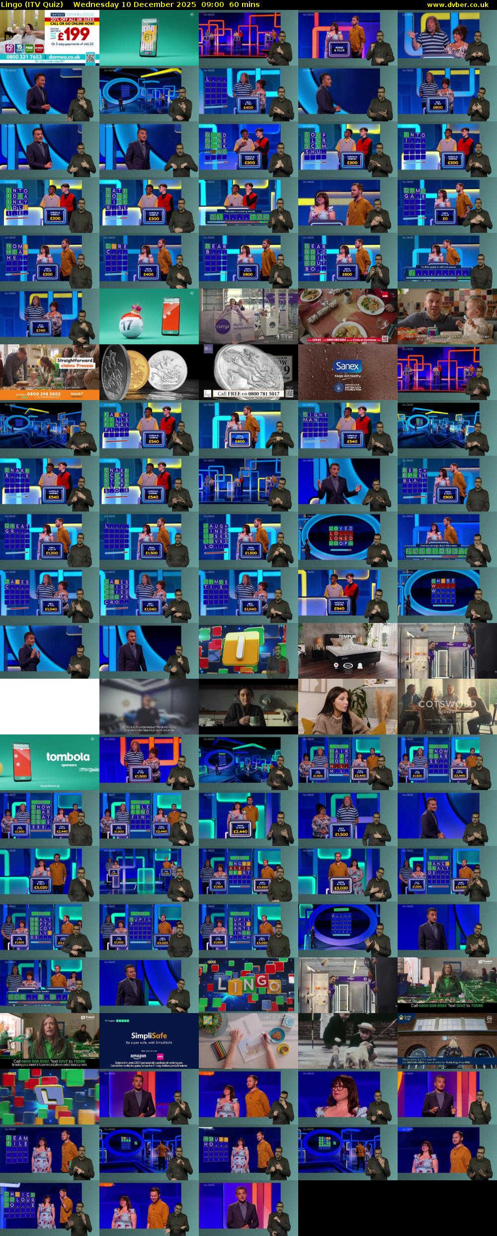 Lingo (ITV Quiz) Wednesday 10 December 2025 09:00 - 10:00