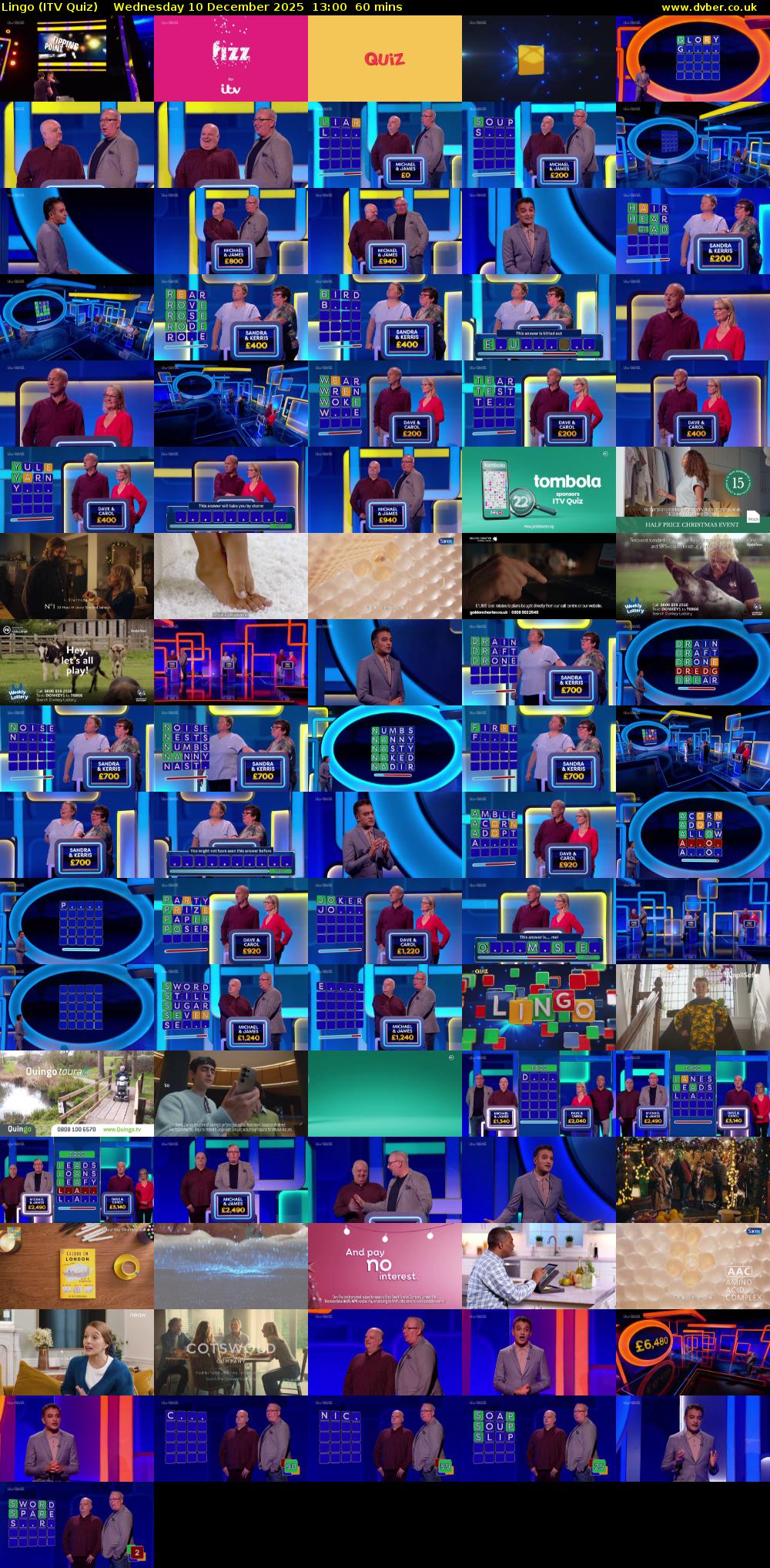 Lingo (ITV Quiz) Wednesday 10 December 2025 13:00 - 14:00