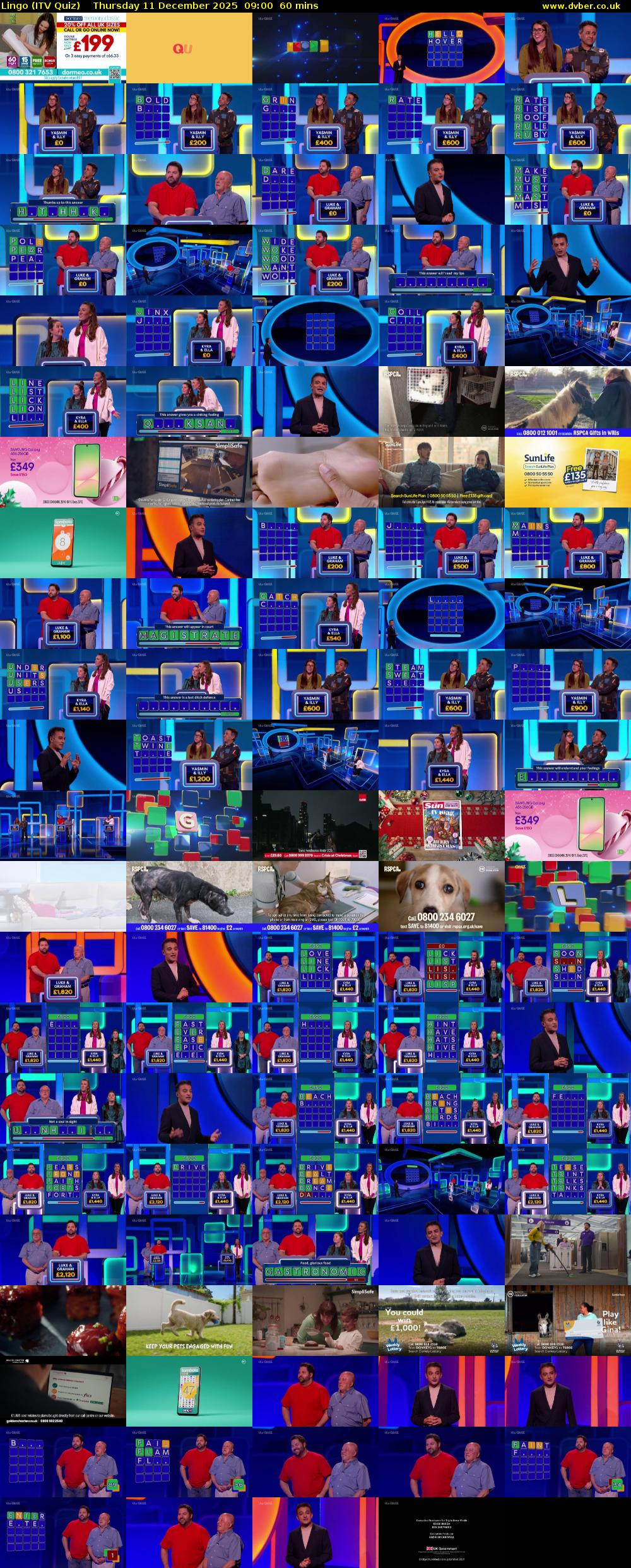 Lingo (ITV Quiz) Thursday 11 December 2025 09:00 - 10:00