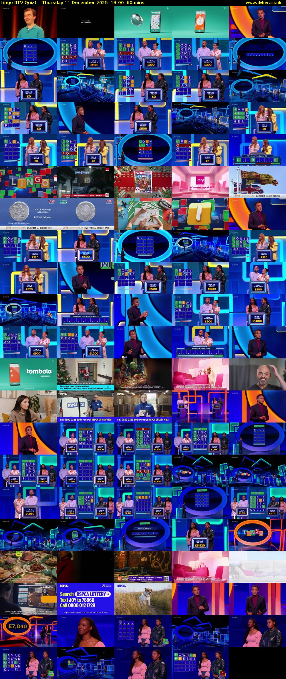 Lingo (ITV Quiz) Thursday 11 December 2025 13:00 - 14:00