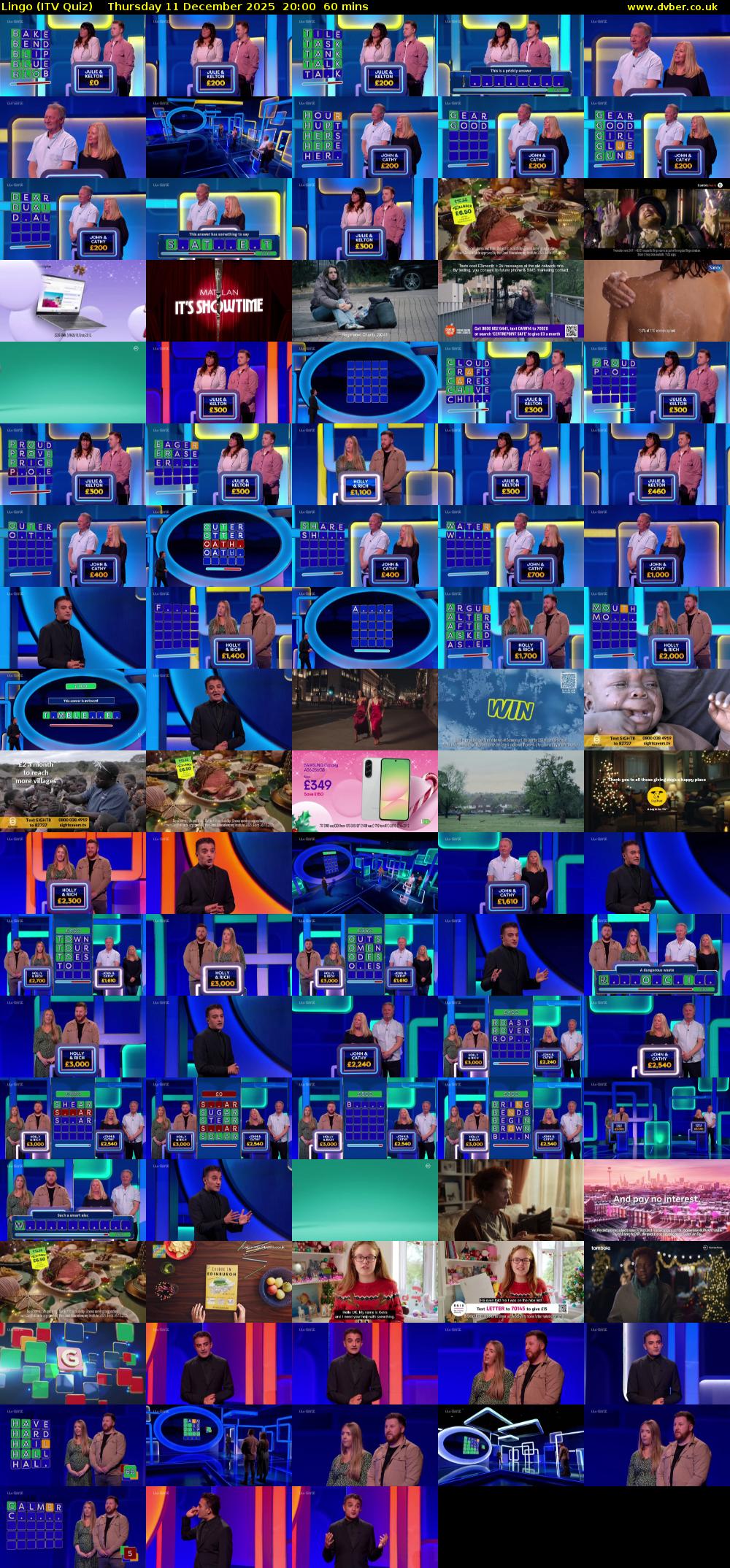 Lingo (ITV Quiz) Thursday 11 December 2025 20:00 - 21:00