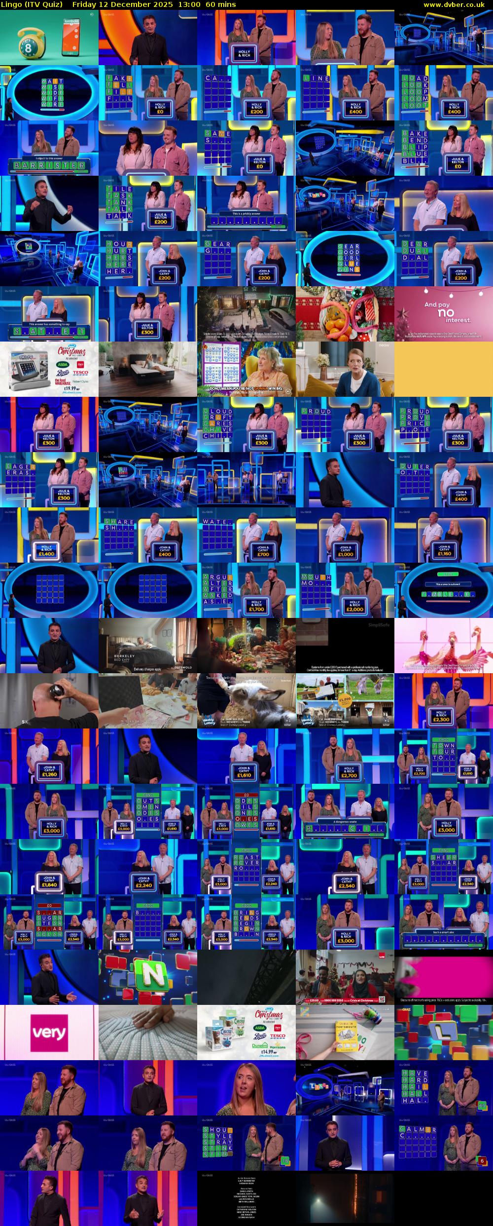 Lingo (ITV Quiz) Friday 12 December 2025 13:00 - 14:00
