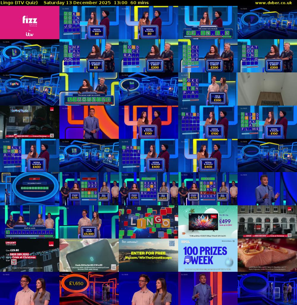 Lingo (ITV Quiz) Saturday 13 December 2025 13:00 - 14:00
