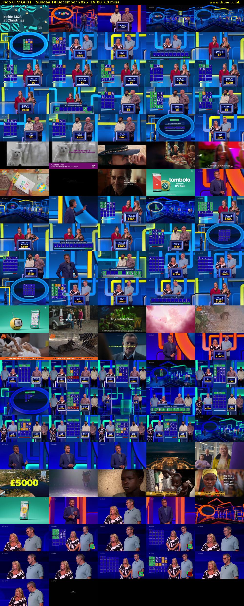 Lingo (ITV Quiz) Sunday 14 December 2025 19:00 - 20:00