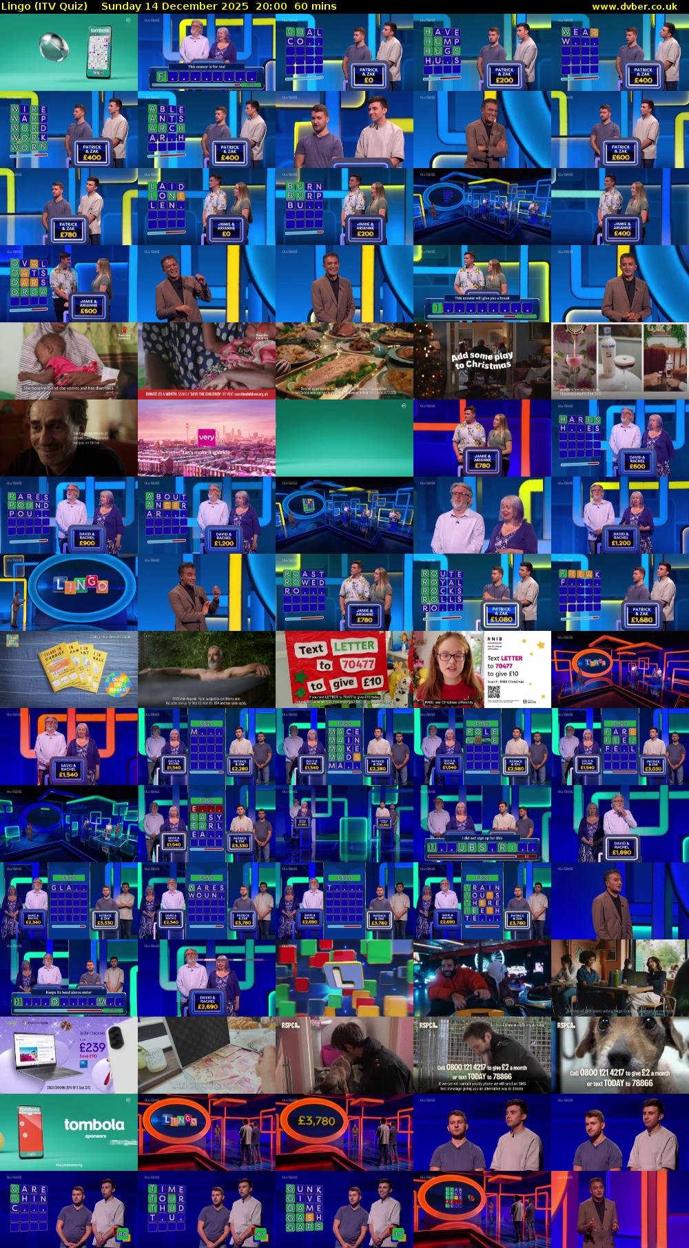 Lingo (ITV Quiz) Sunday 14 December 2025 20:00 - 21:00