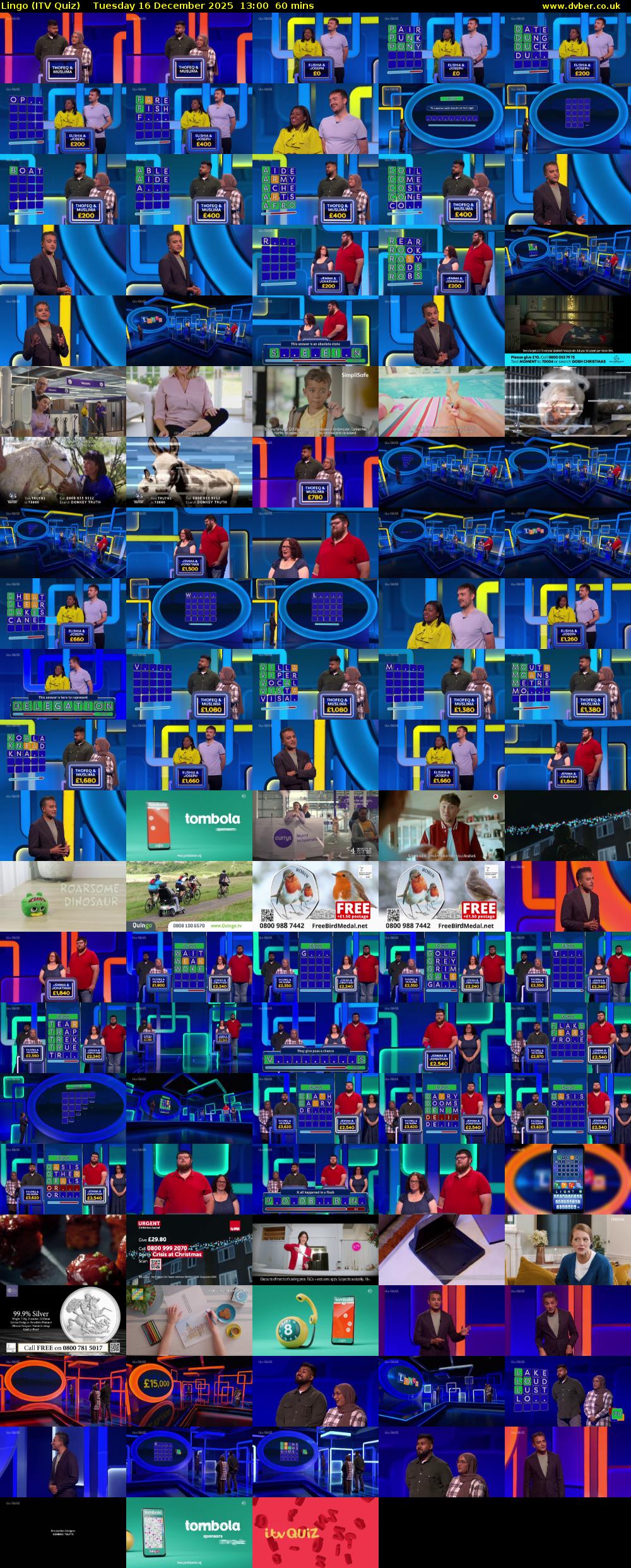 Lingo (ITV Quiz) Tuesday 16 December 2025 13:00 - 14:00
