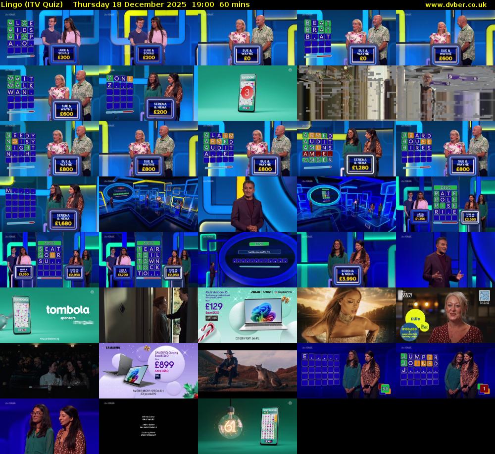 Lingo (ITV Quiz) Thursday 18 December 2025 19:00 - 20:00