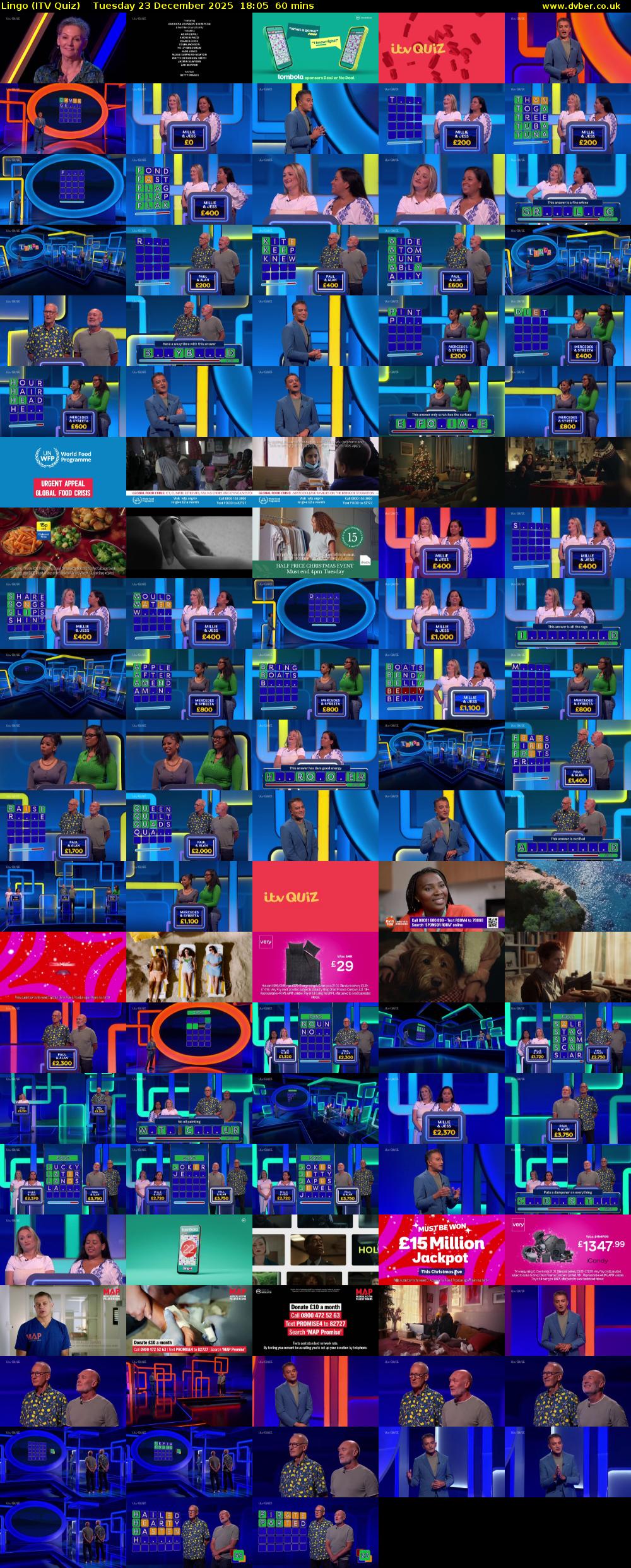 Lingo (ITV Quiz) Tuesday 23 December 2025 18:05 - 19:05