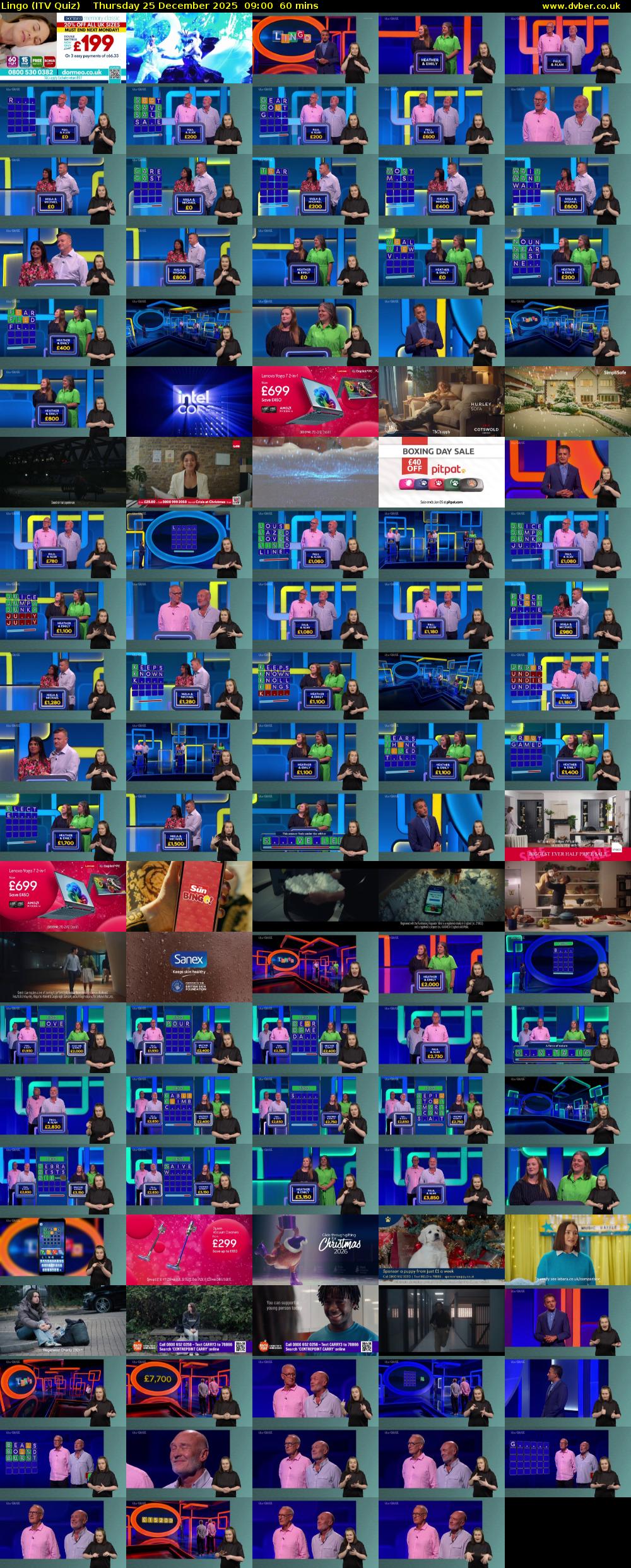 Lingo (ITV Quiz) Thursday 25 December 2025 09:00 - 10:00