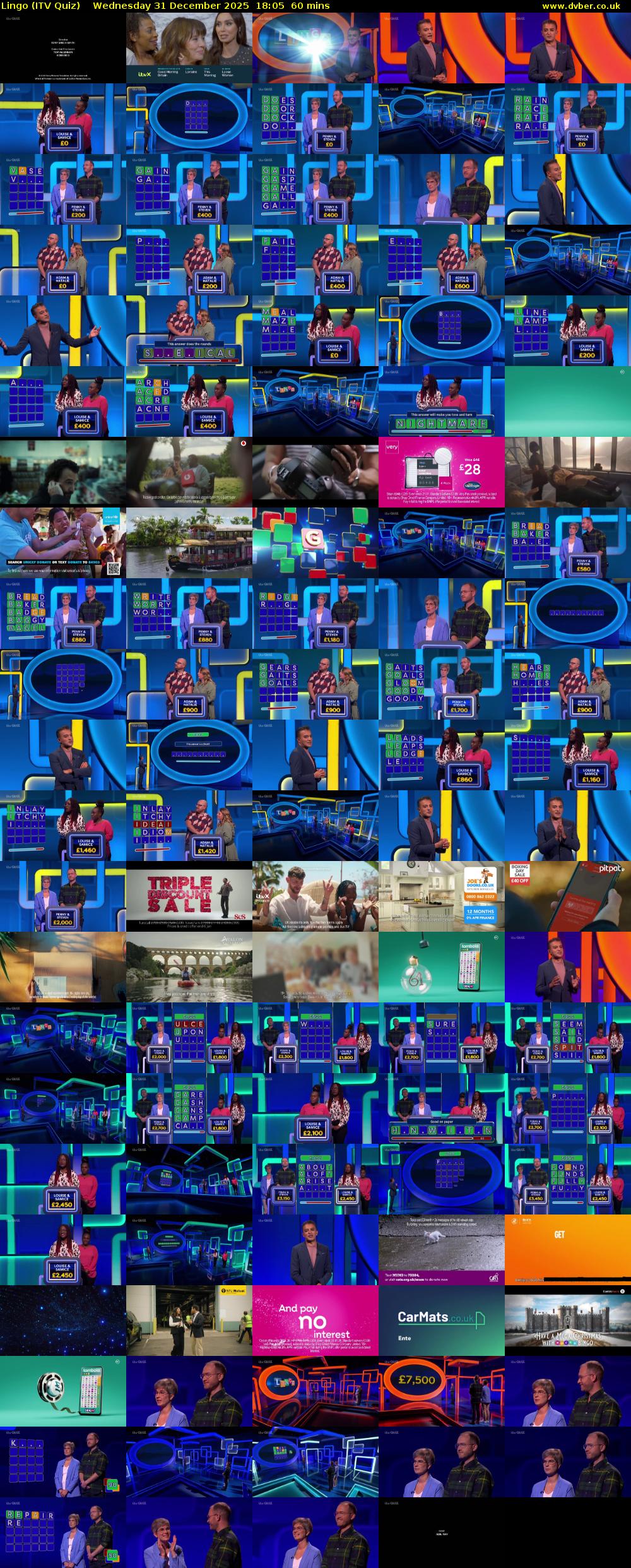 Lingo (ITV Quiz) Wednesday 31 December 2025 18:05 - 19:05