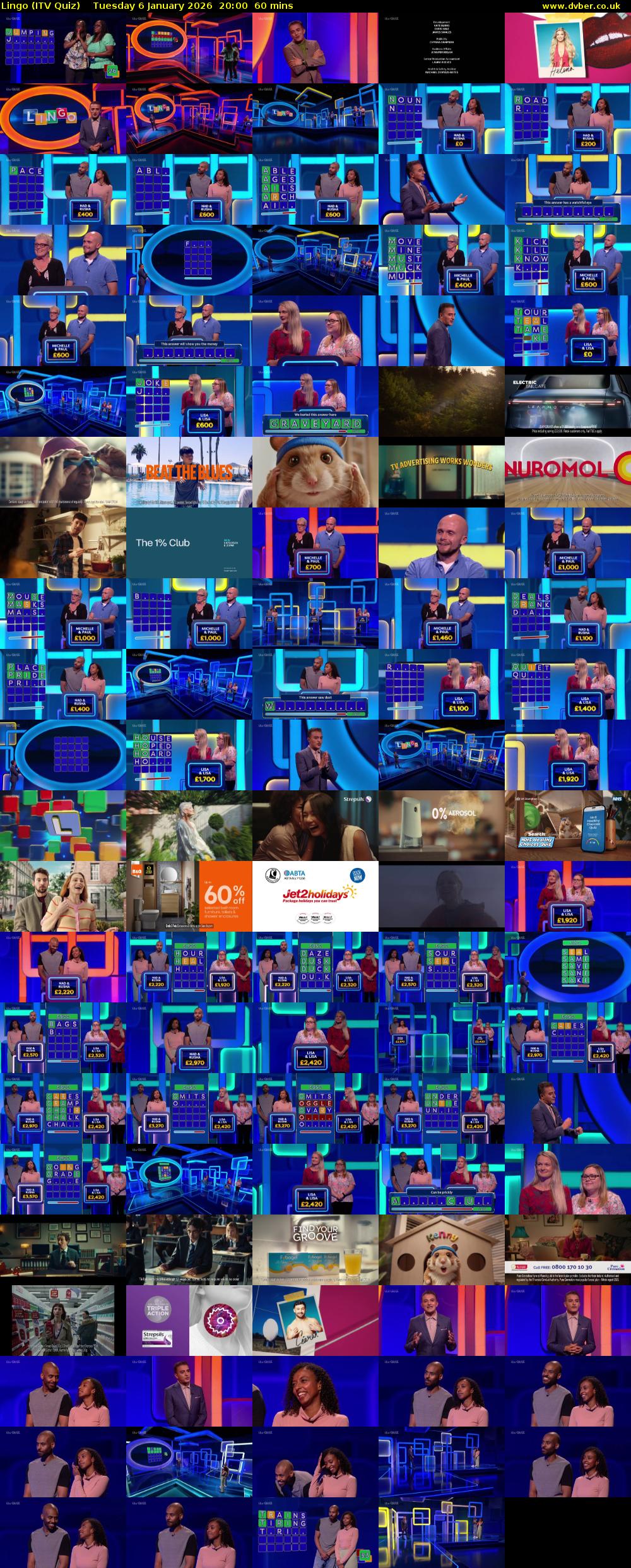 Lingo (ITV Quiz) Tuesday 6 January 2026 20:00 - 21:00