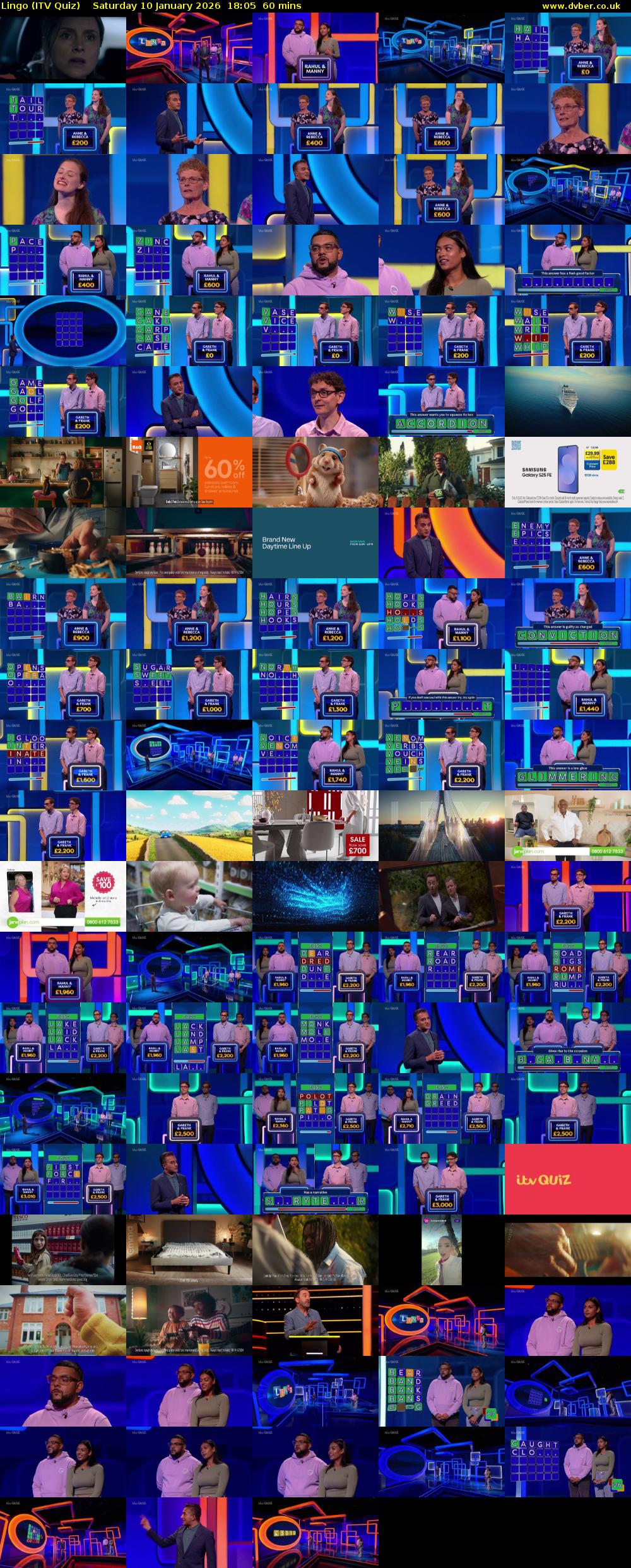 Lingo (ITV Quiz) Saturday 10 January 2026 18:05 - 19:05