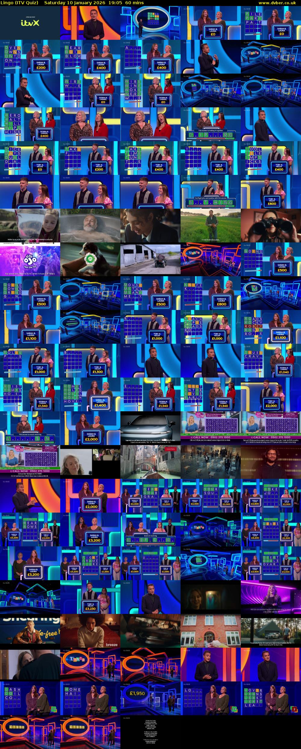 Lingo (ITV Quiz) Saturday 10 January 2026 19:05 - 20:05