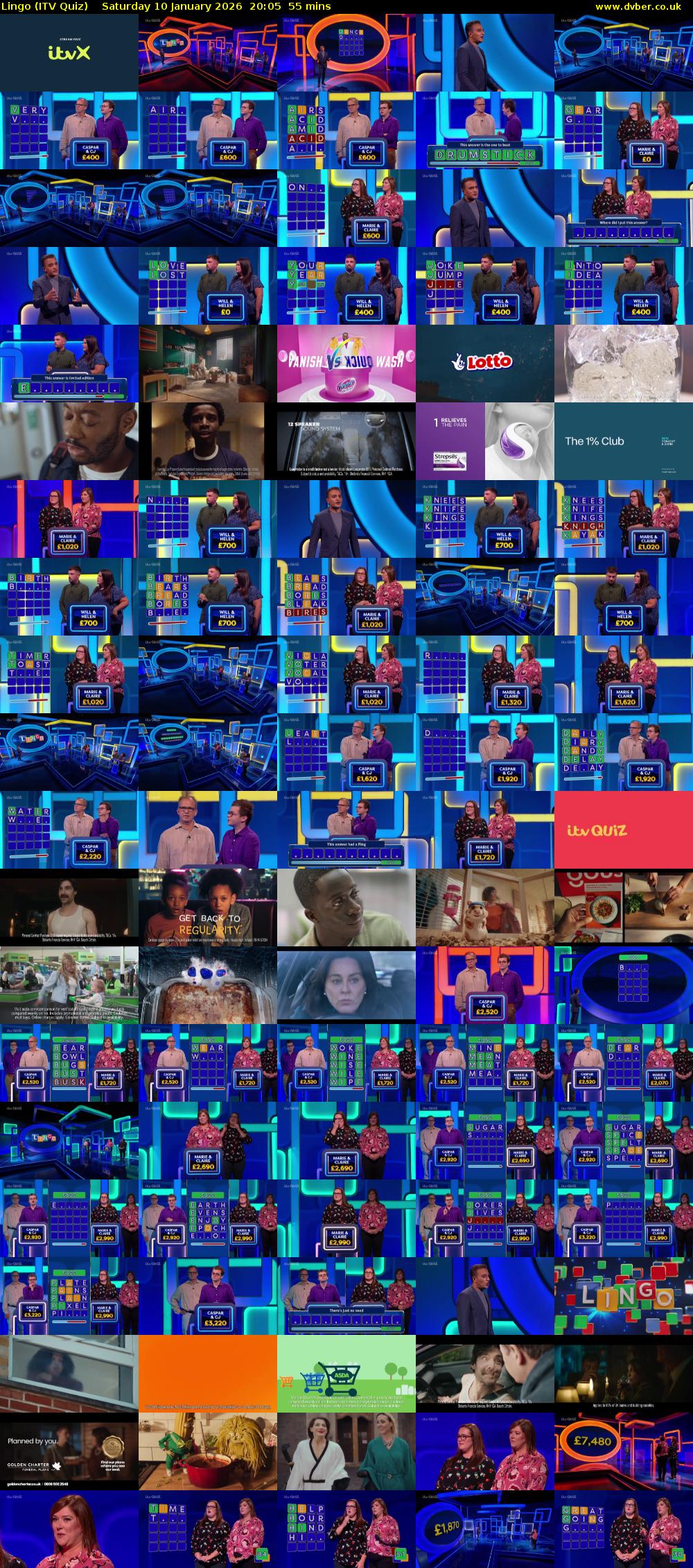 Lingo (ITV Quiz) Saturday 10 January 2026 20:05 - 21:00