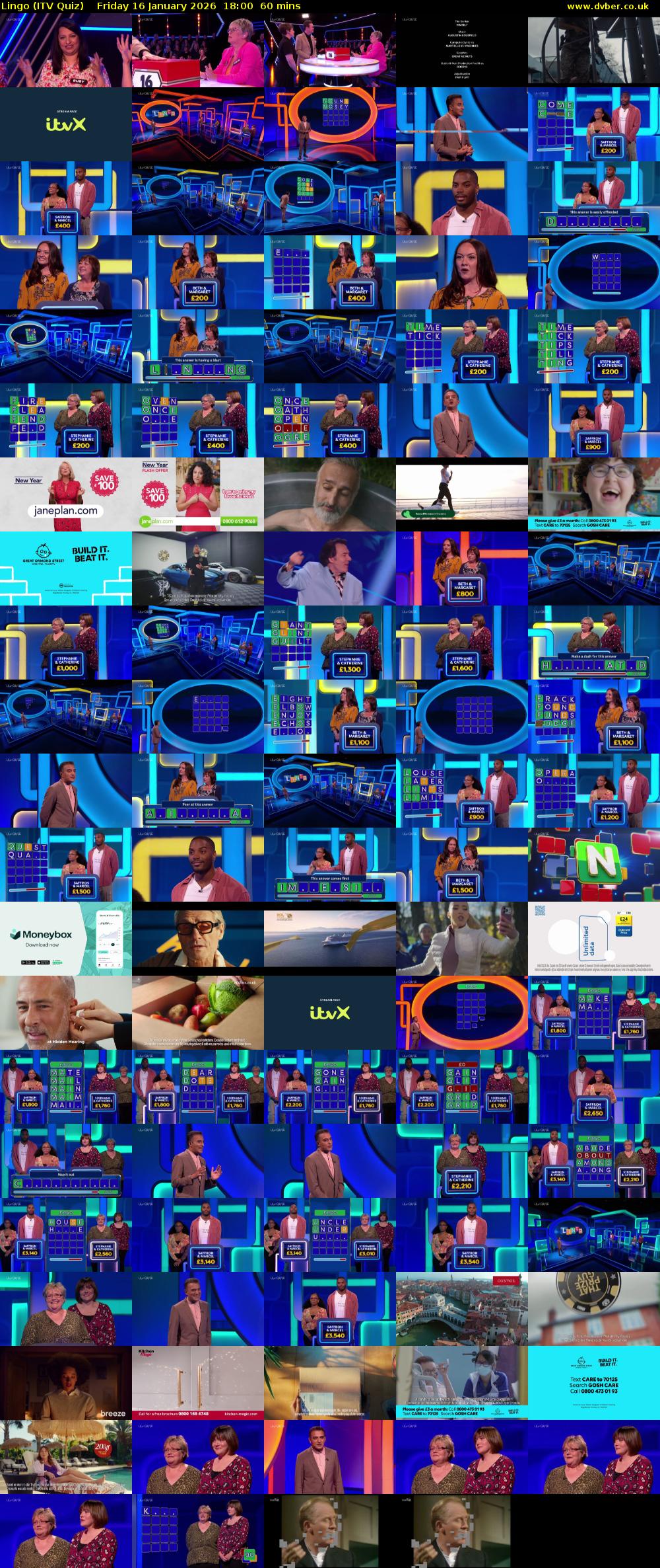 Lingo (ITV Quiz) Friday 16 January 2026 18:00 - 19:00