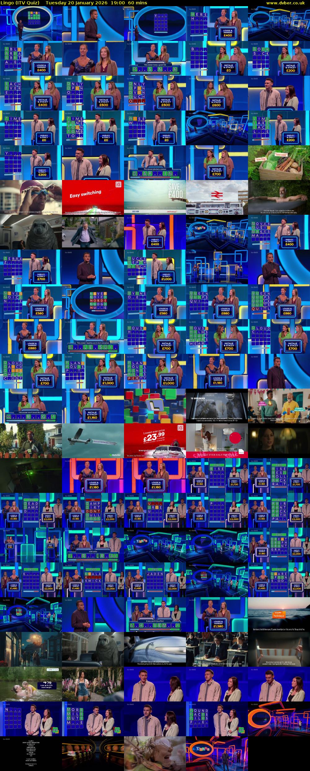 Lingo (ITV Quiz) Tuesday 20 January 2026 19:00 - 20:00