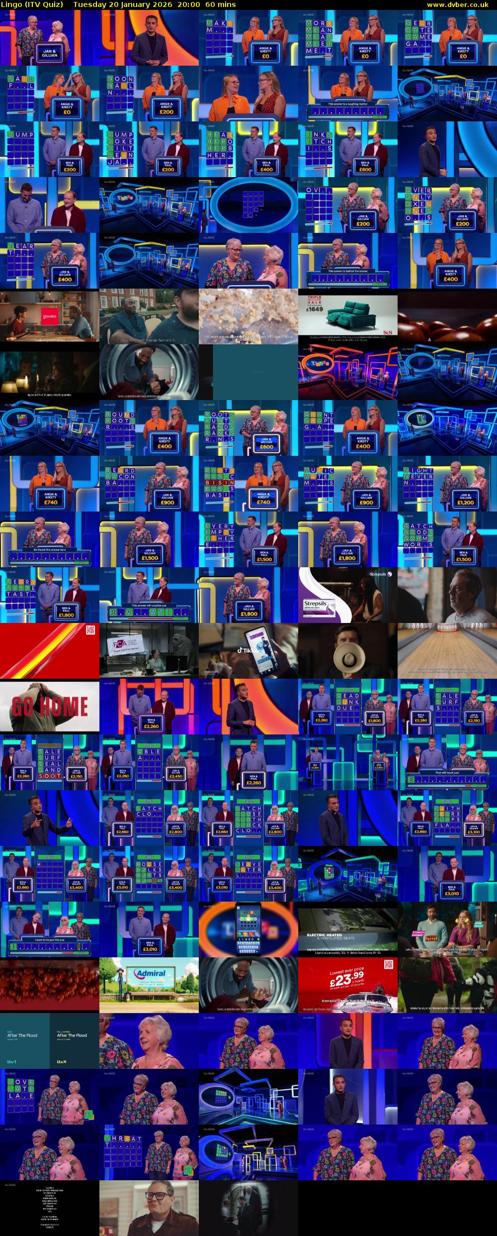 Lingo (ITV Quiz) Tuesday 20 January 2026 20:00 - 21:00