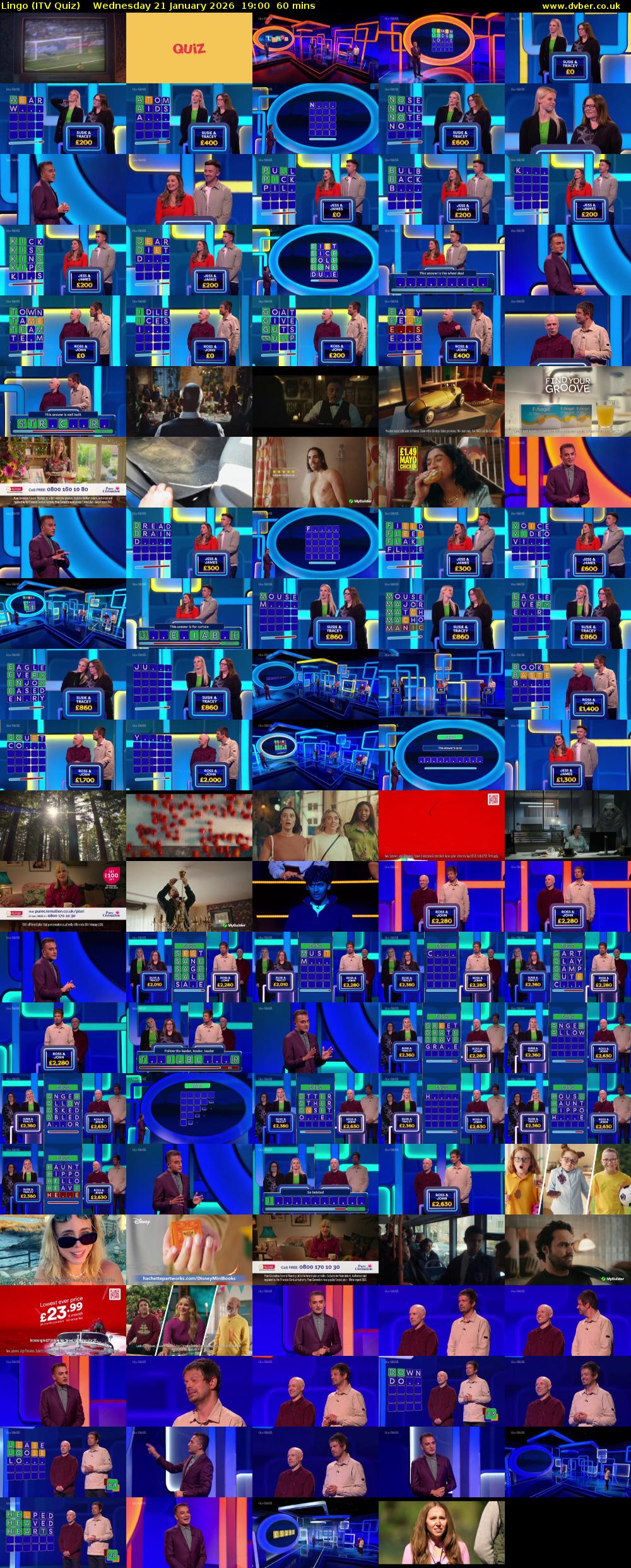 Lingo (ITV Quiz) Wednesday 21 January 2026 19:00 - 20:00