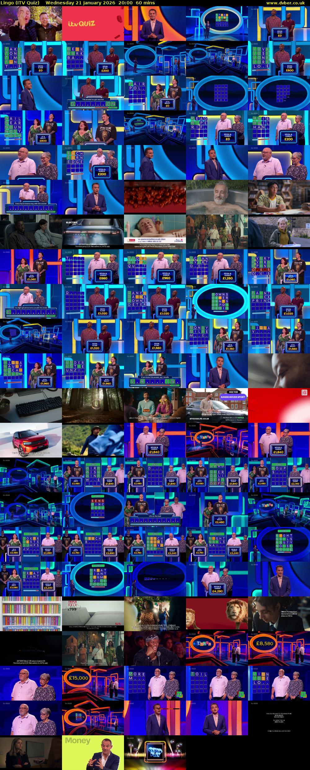 Lingo (ITV Quiz) Wednesday 21 January 2026 20:00 - 21:00