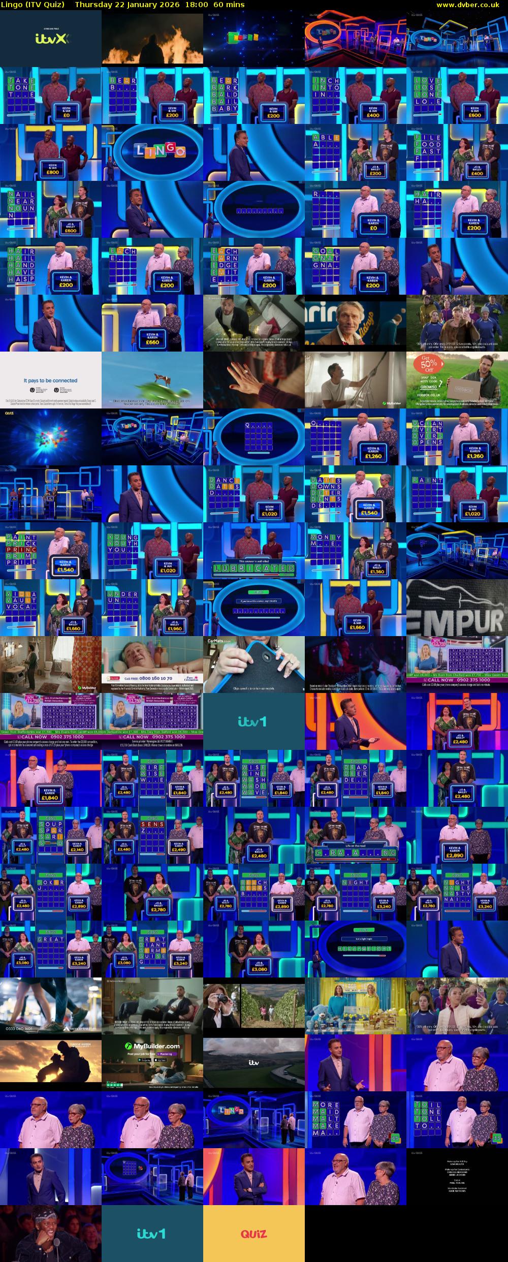 Lingo (ITV Quiz) Thursday 22 January 2026 18:00 - 19:00