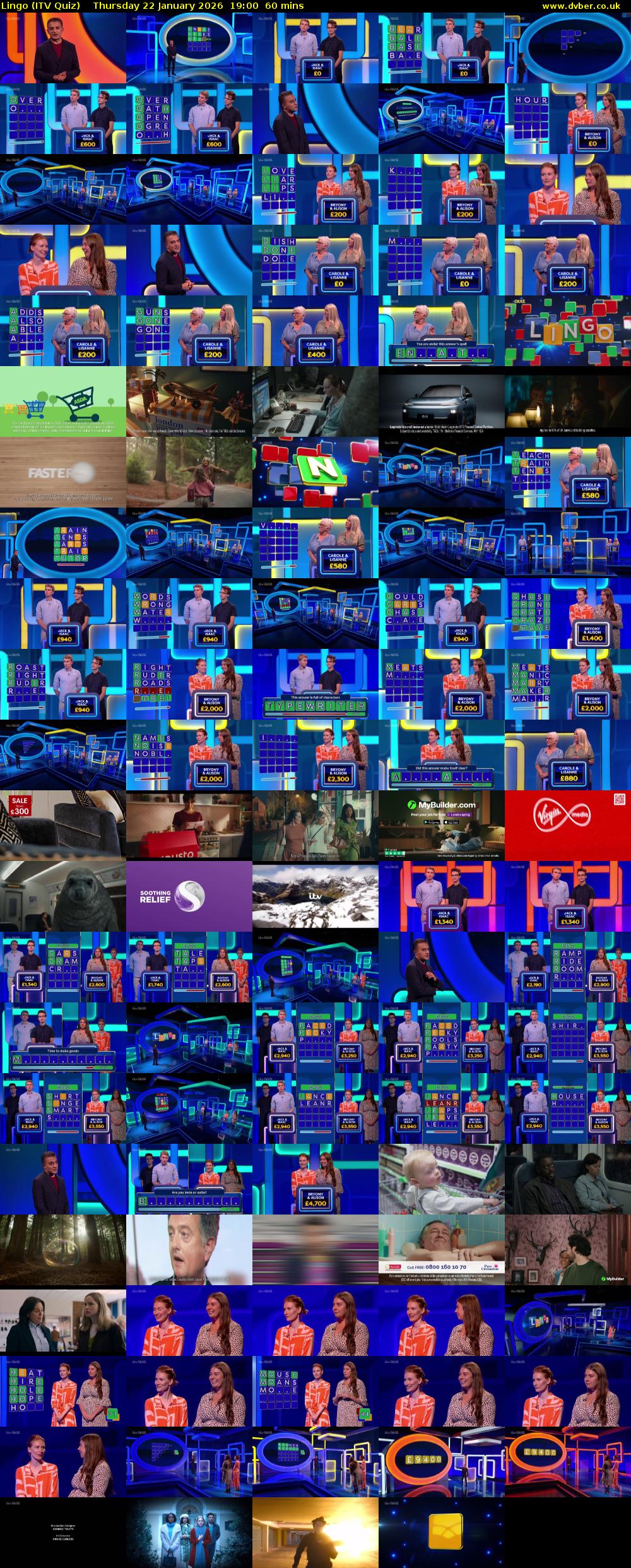 Lingo (ITV Quiz) Thursday 22 January 2026 19:00 - 20:00