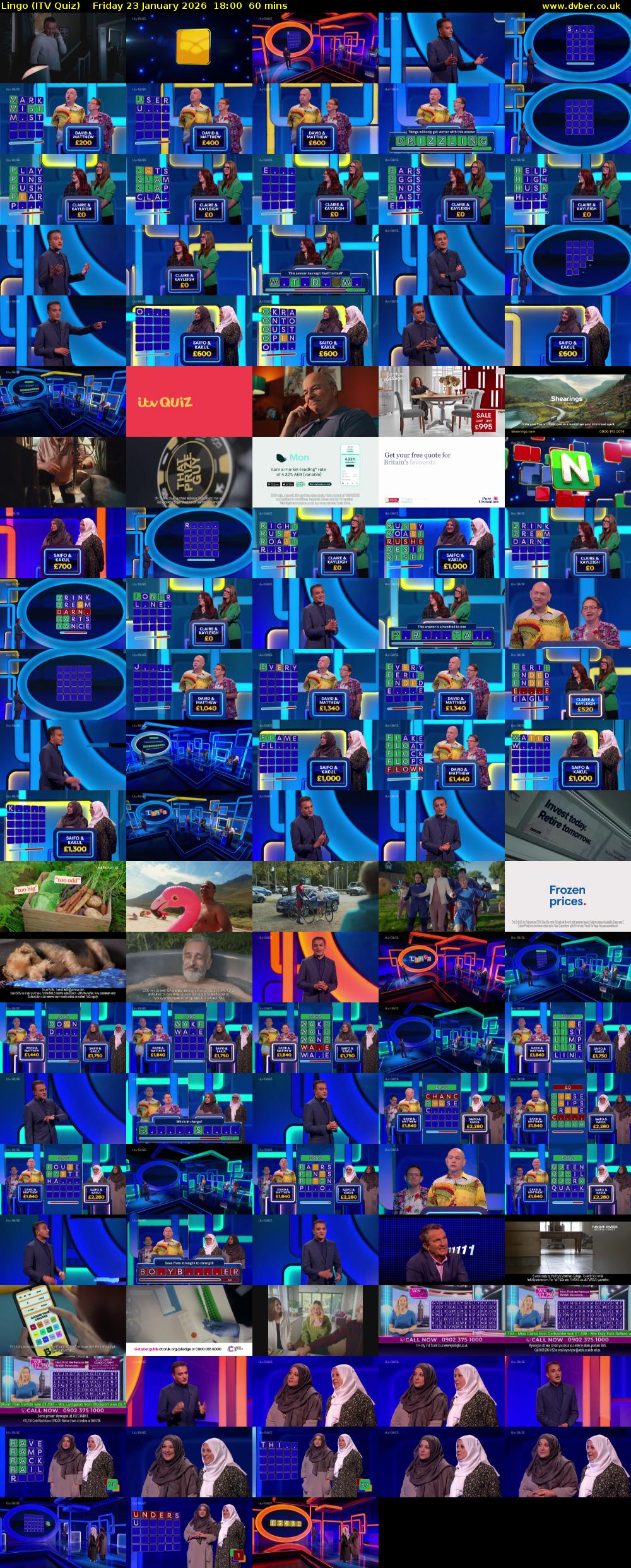 Lingo (ITV Quiz) Friday 23 January 2026 18:00 - 19:00