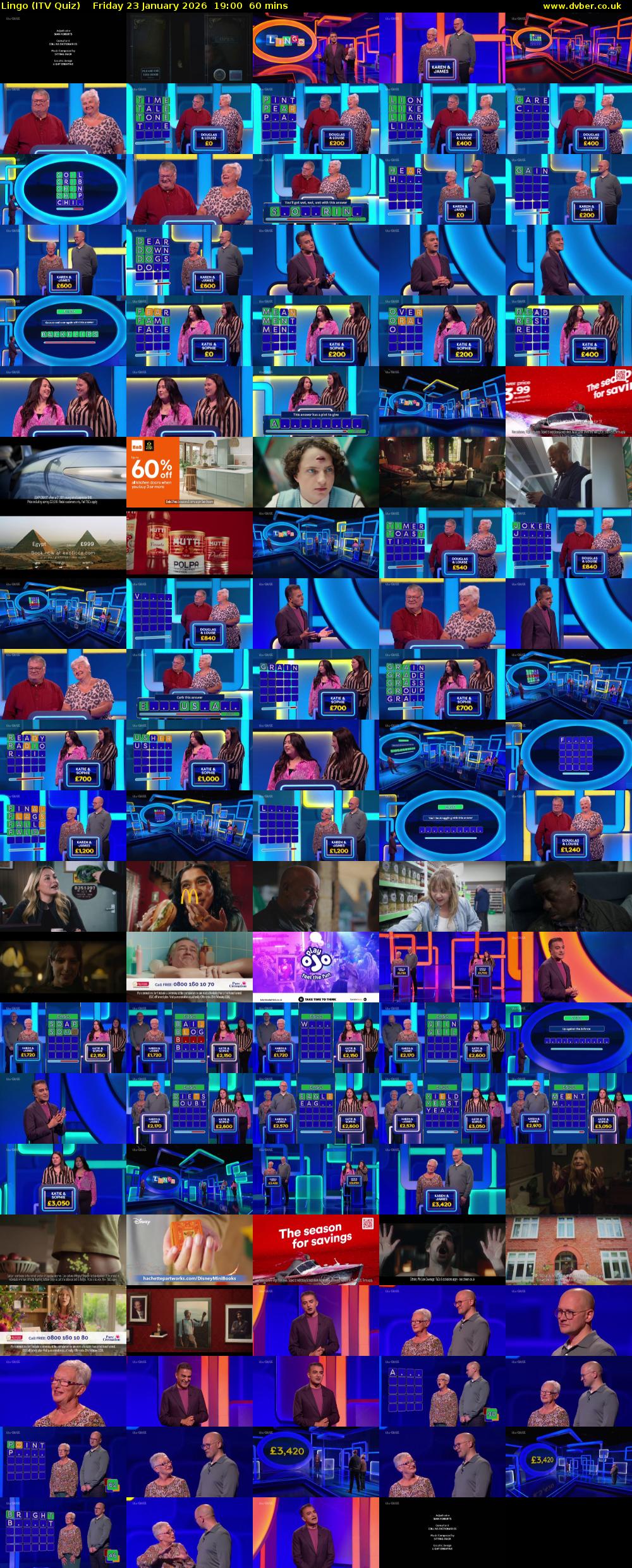 Lingo (ITV Quiz) Friday 23 January 2026 19:00 - 20:00