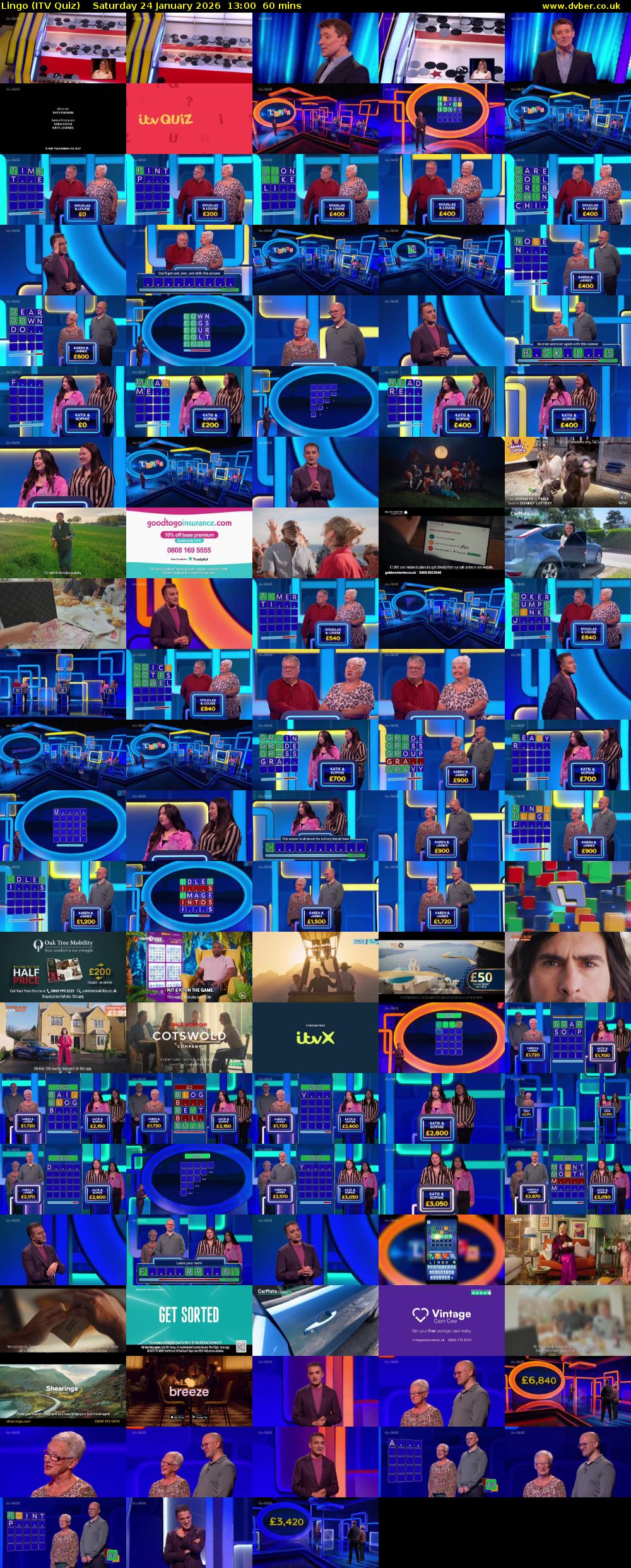 Lingo (ITV Quiz) Saturday 24 January 2026 13:00 - 14:00