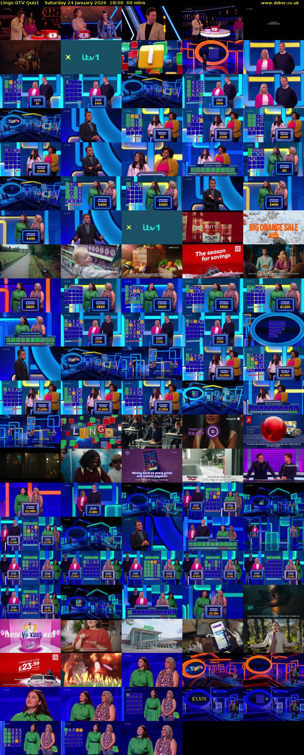 Lingo (ITV Quiz) Saturday 24 January 2026 18:00 - 19:00