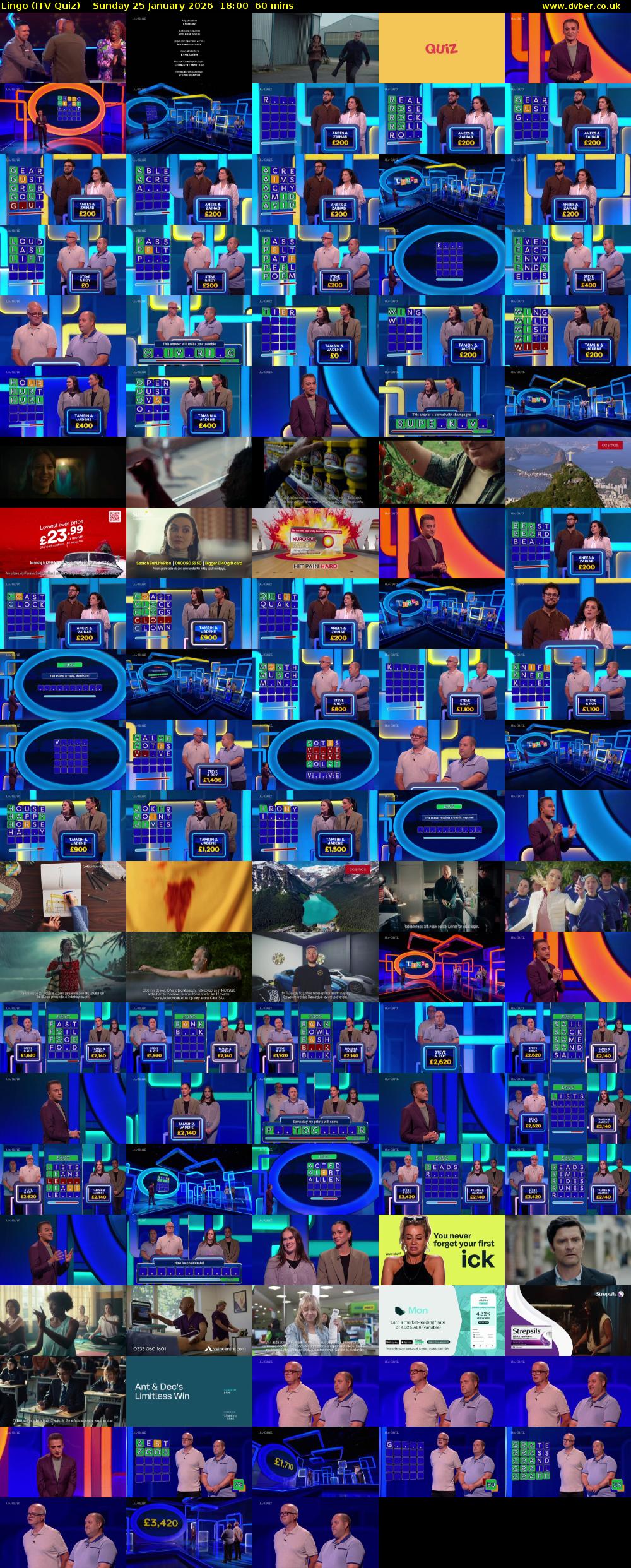 Lingo (ITV Quiz) Sunday 25 January 2026 18:00 - 19:00