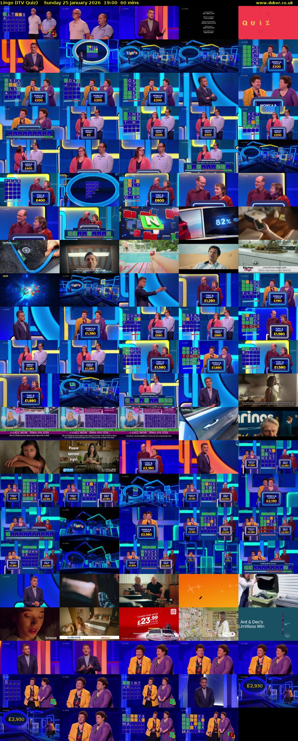 Lingo (ITV Quiz) Sunday 25 January 2026 19:00 - 20:00