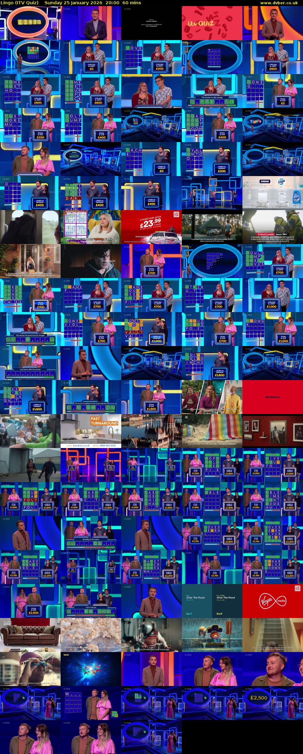 Lingo (ITV Quiz) Sunday 25 January 2026 20:00 - 21:00