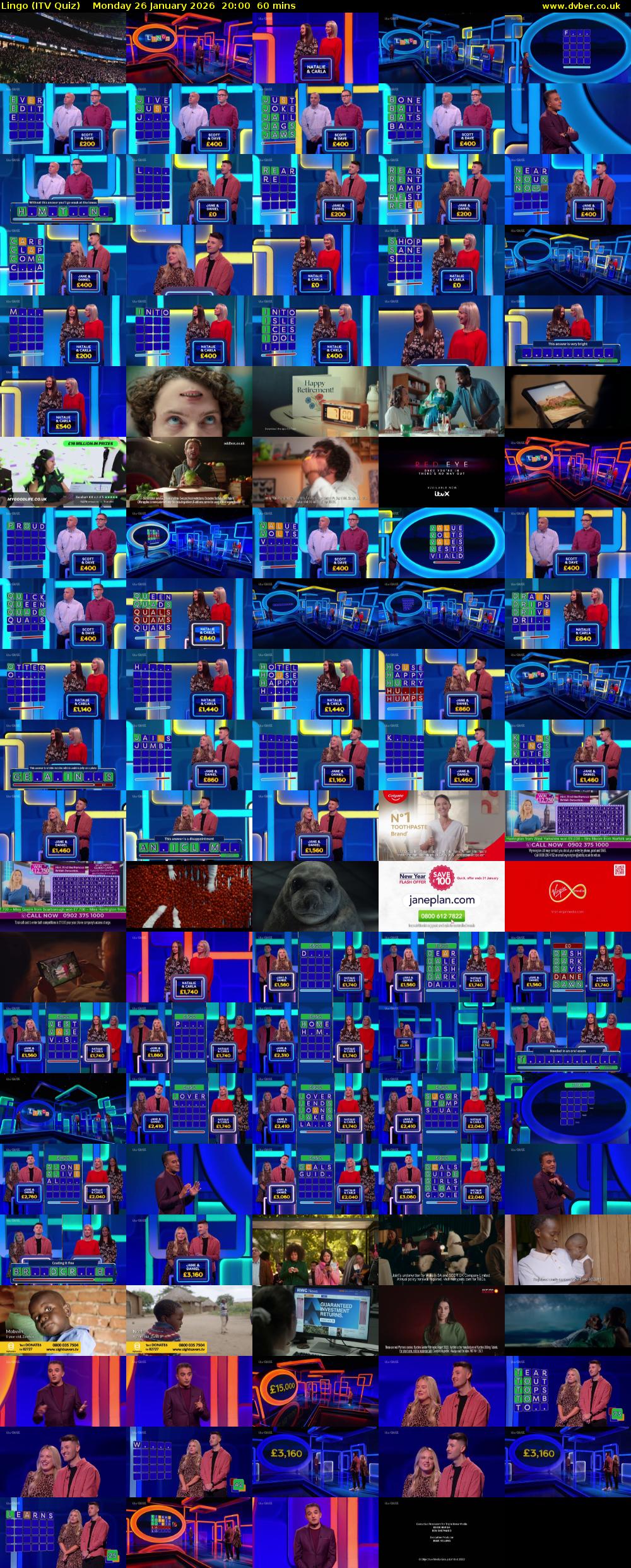 Lingo (ITV Quiz) Monday 26 January 2026 20:00 - 21:00
