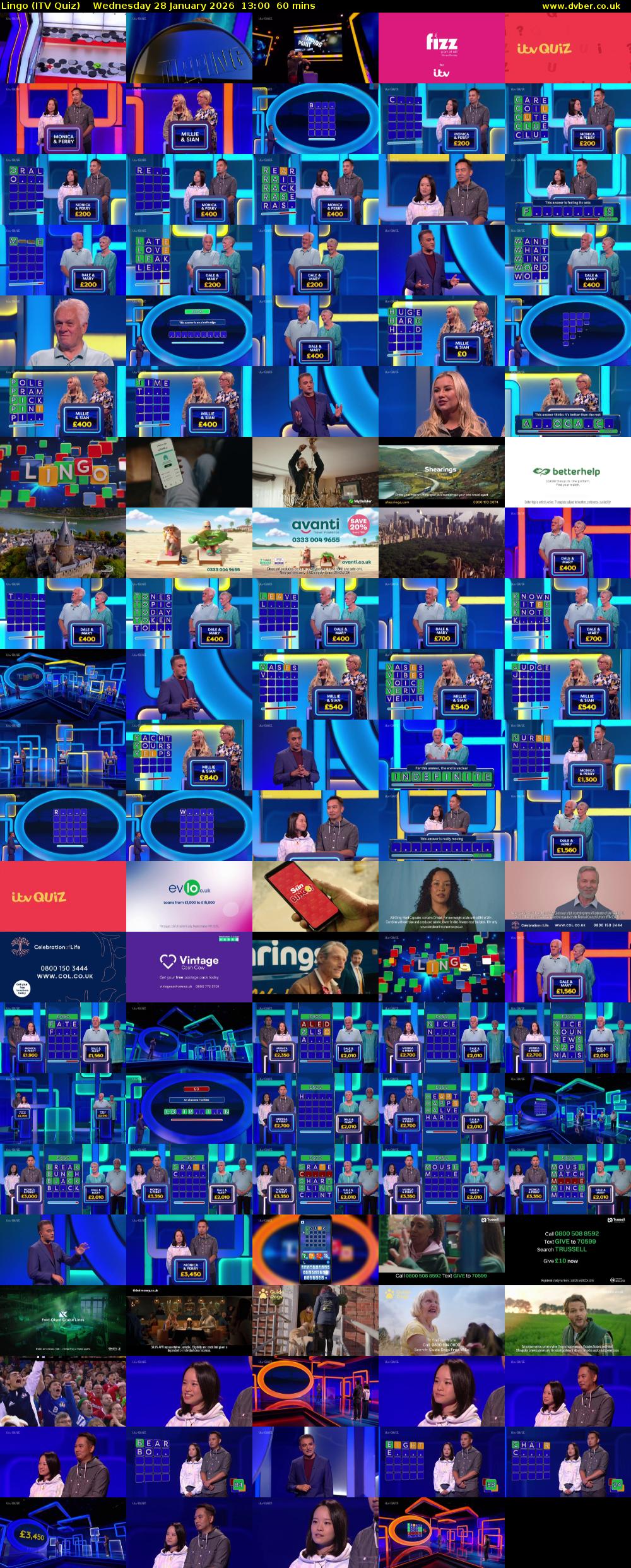 Lingo (ITV Quiz) Wednesday 28 January 2026 13:00 - 14:00