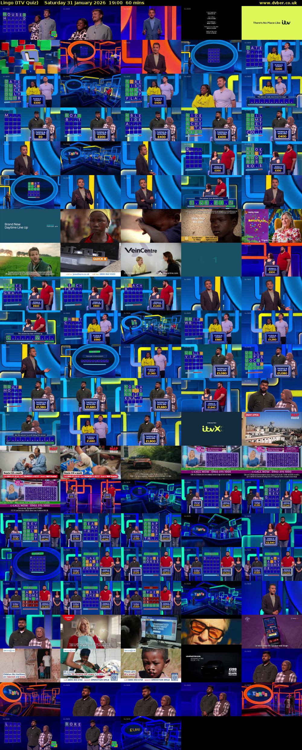 Lingo (ITV Quiz) Saturday 31 January 2026 19:00 - 20:00