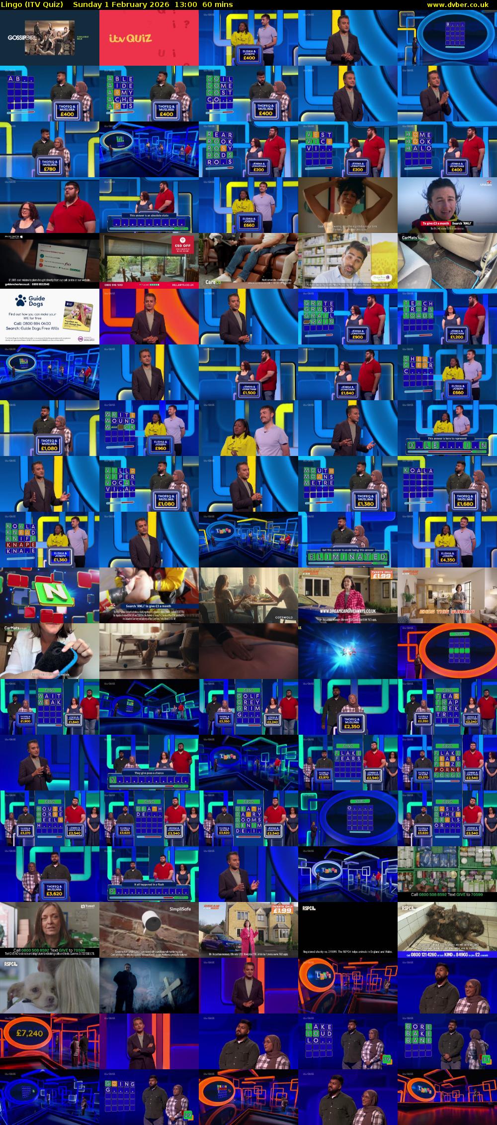 Lingo (ITV Quiz) Sunday 1 February 2026 13:00 - 14:00