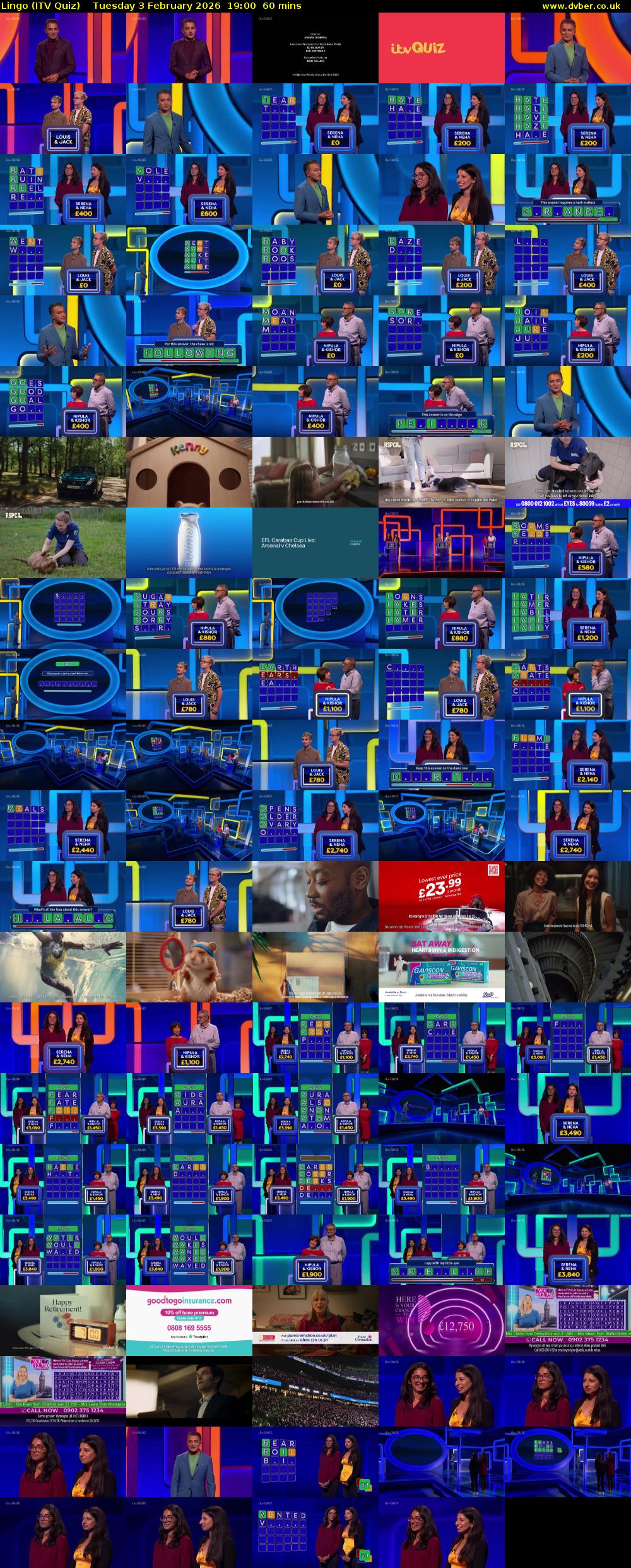 Lingo (ITV Quiz) Tuesday 3 February 2026 19:00 - 20:00