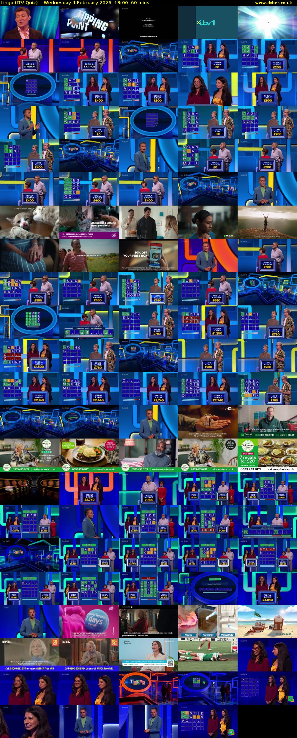 Lingo (ITV Quiz) Wednesday 4 February 2026 13:00 - 14:00