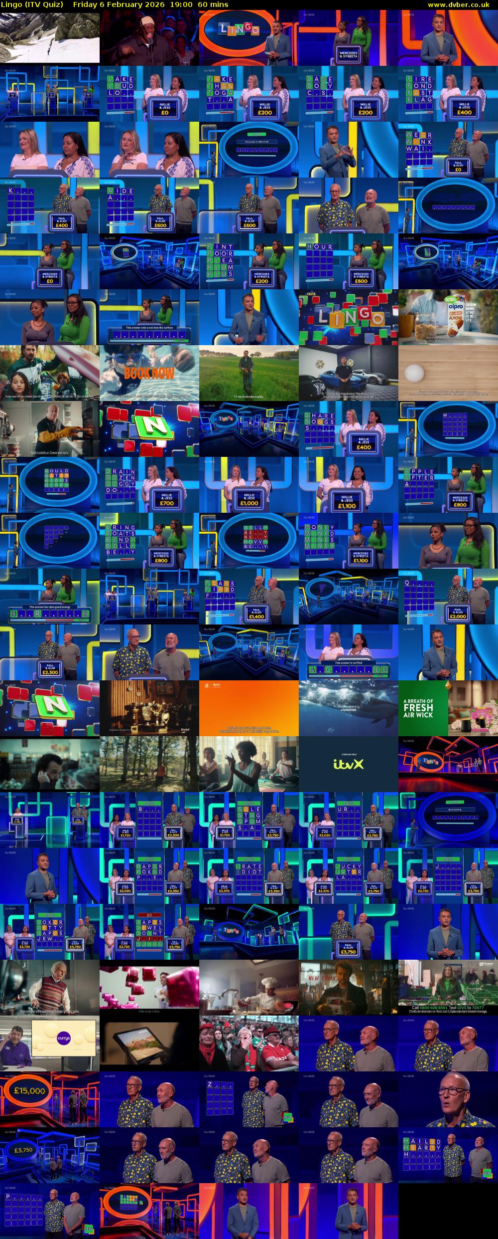 Lingo (ITV Quiz) Friday 6 February 2026 19:00 - 20:00