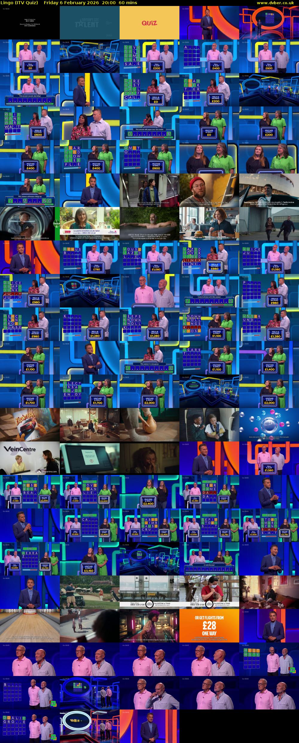 Lingo (ITV Quiz) Friday 6 February 2026 20:00 - 21:00